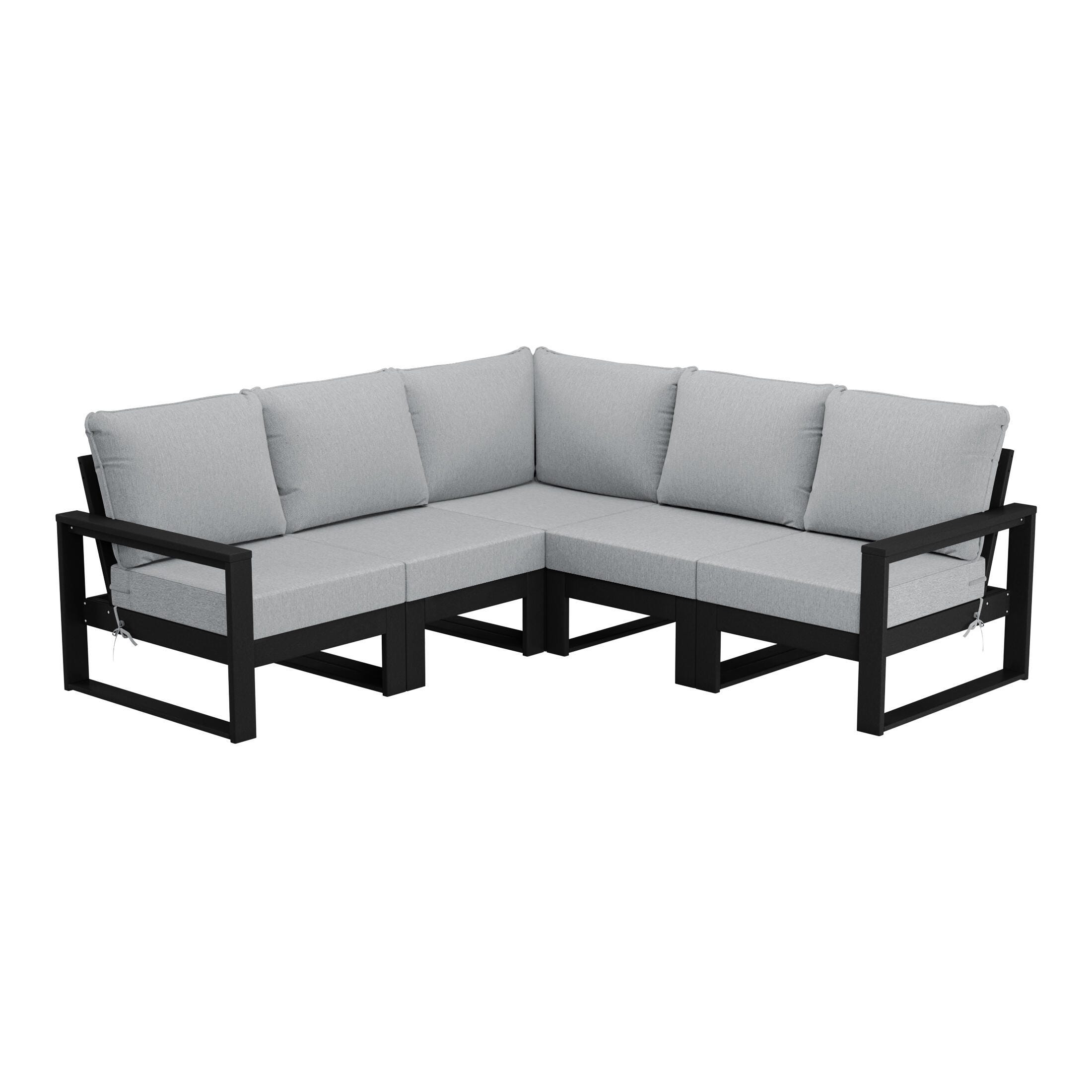 Westin Furniture Endless 5-Piece Outdoor Sectional Sofa, Light Gray, large