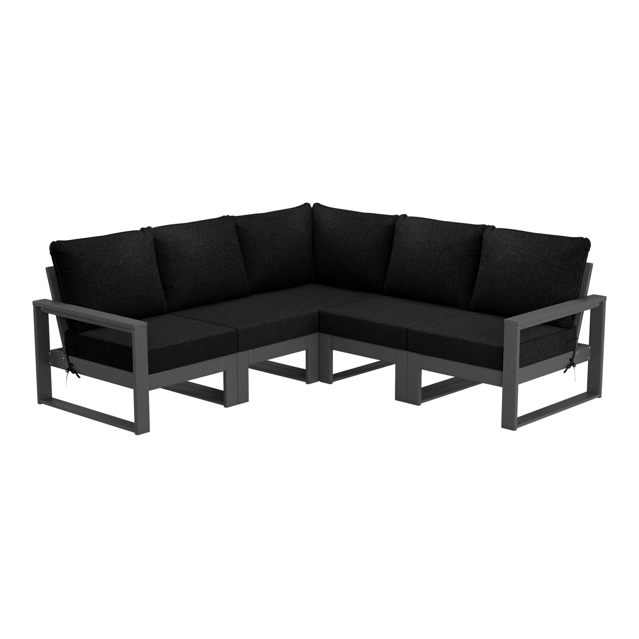 Westin Furniture Endless 5-Piece Outdoor Sectional Sofa, Black, large