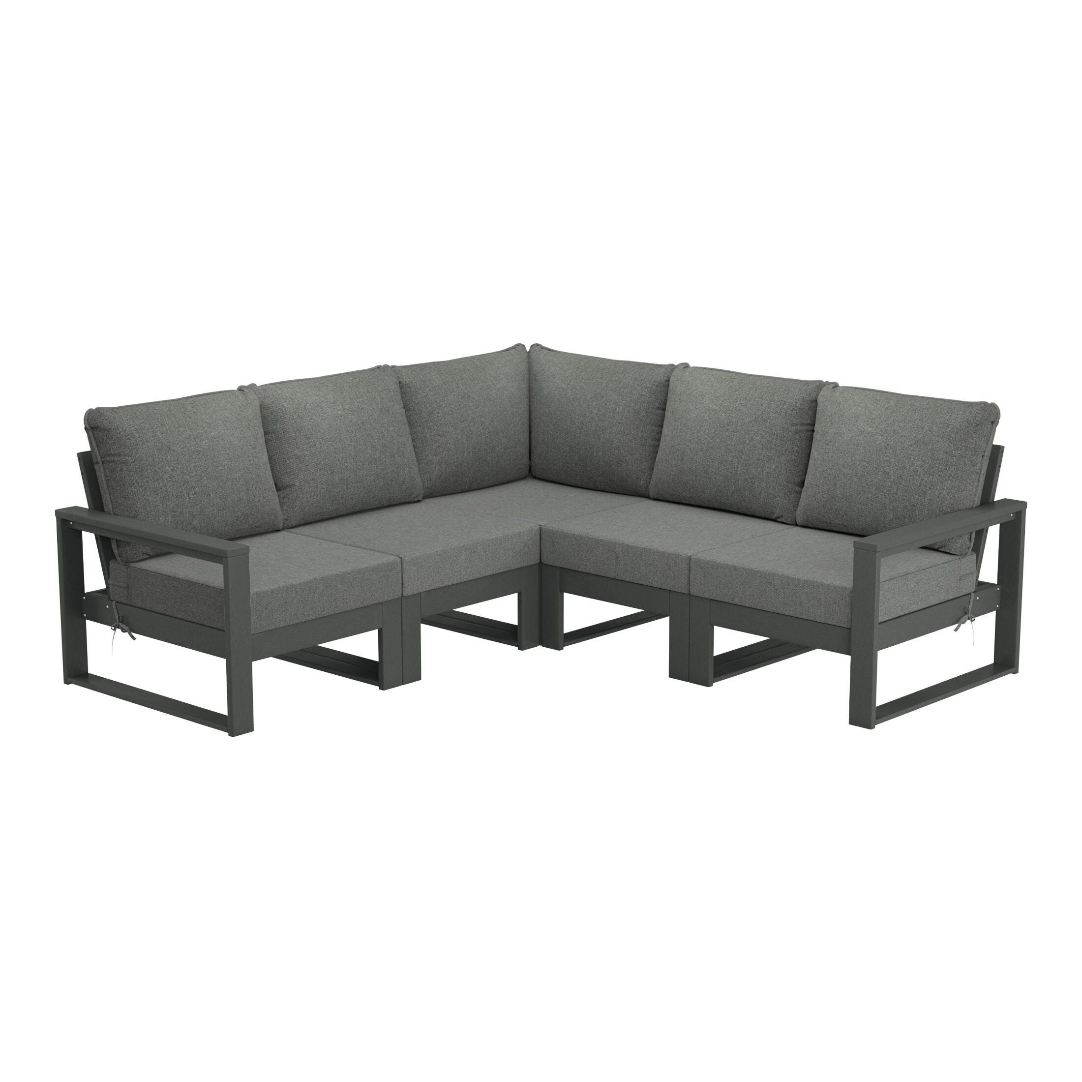 Westin Furniture Endless 5-Piece Outdoor Sectional Sofa, Dark Gray, large
