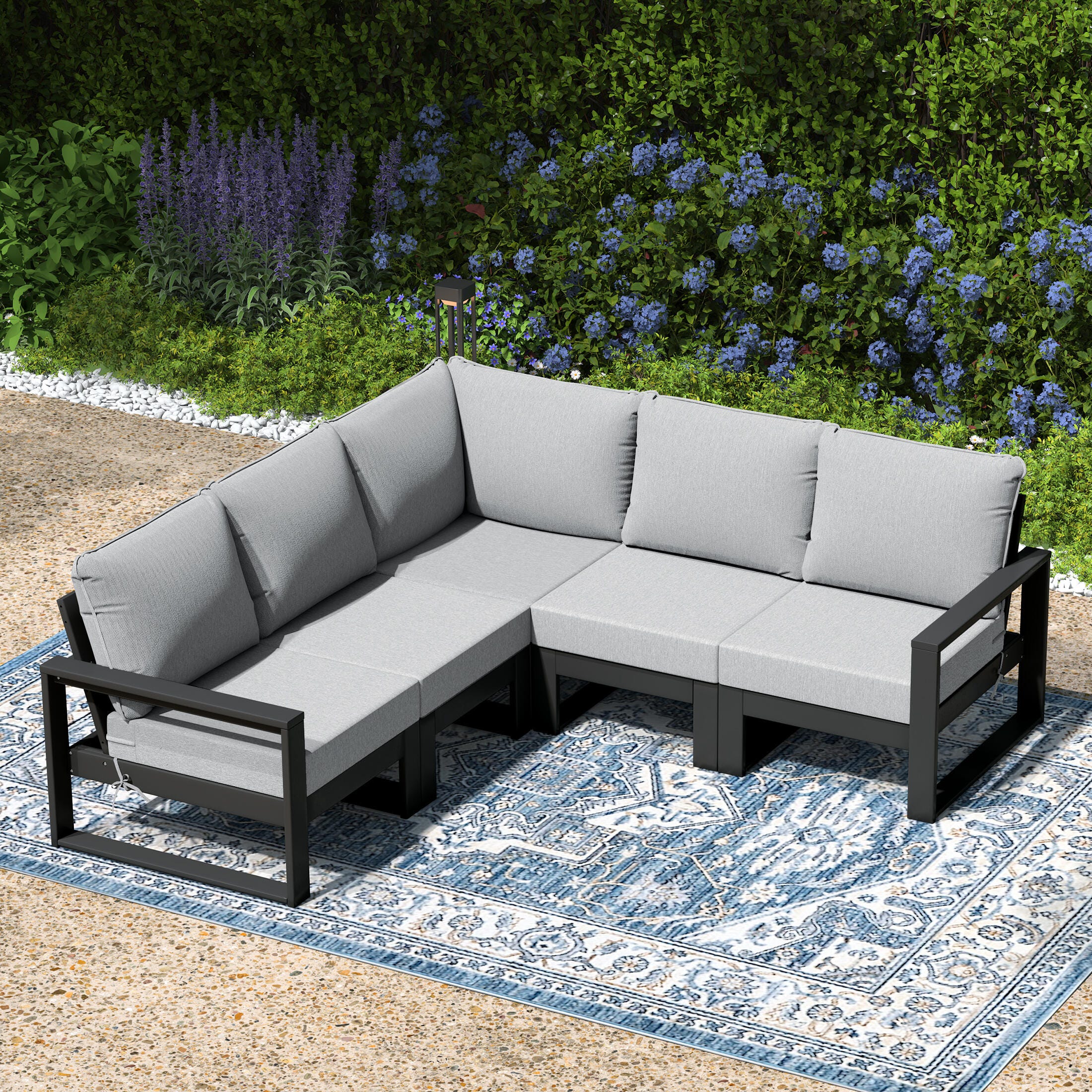 Westin Furniture Endless 5-Piece Outdoor Sectional Sofa, Gray, large
