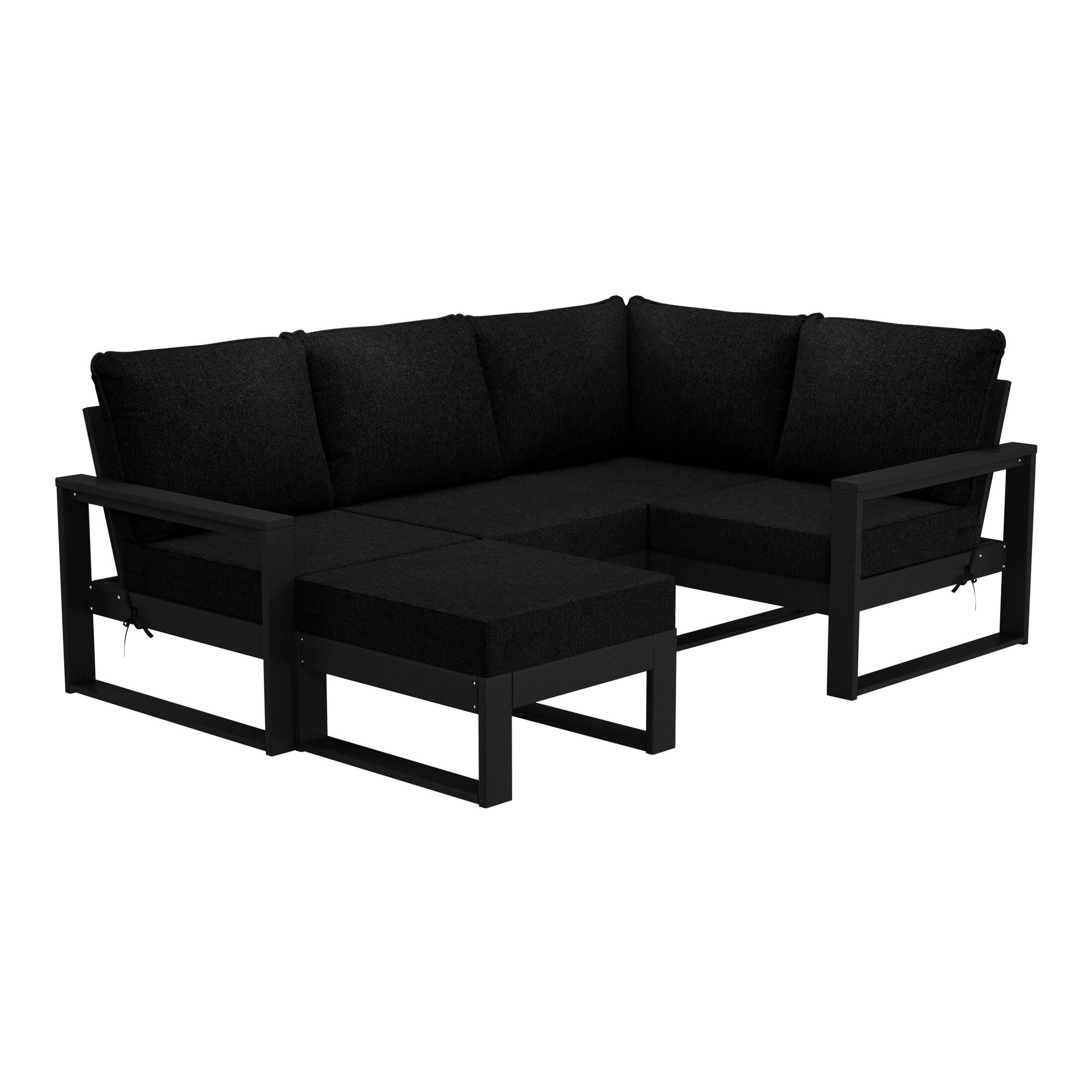 Westin Furniture Endless Solid 4-Piece Outdoor Sectional Set, Charcoal Black, large