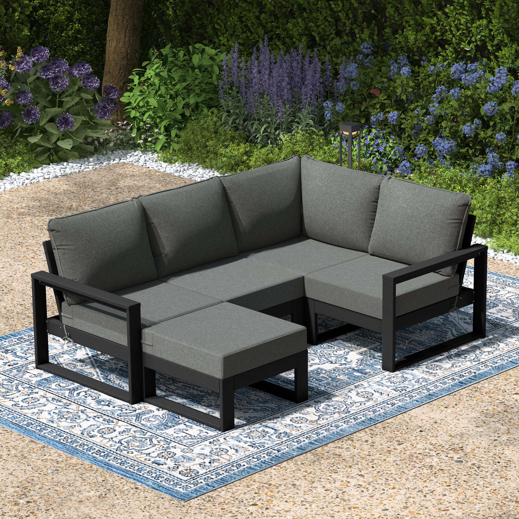 Westin Furniture Endless Solid 4-Piece Outdoor Sectional Set, Ash Gray, large