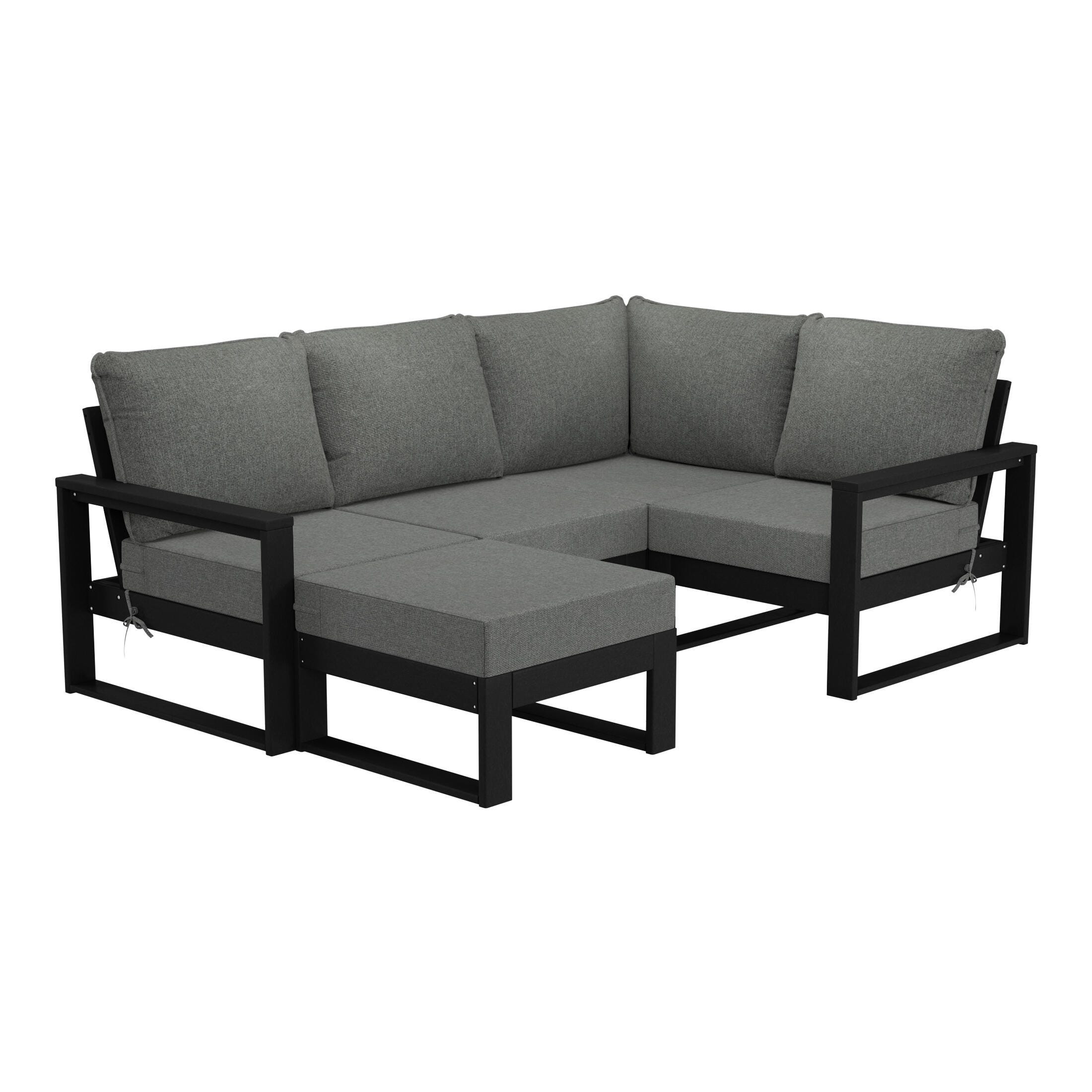 Westin Furniture Endless Solid 4-Piece Outdoor Sectional Set, Ash Gray, large