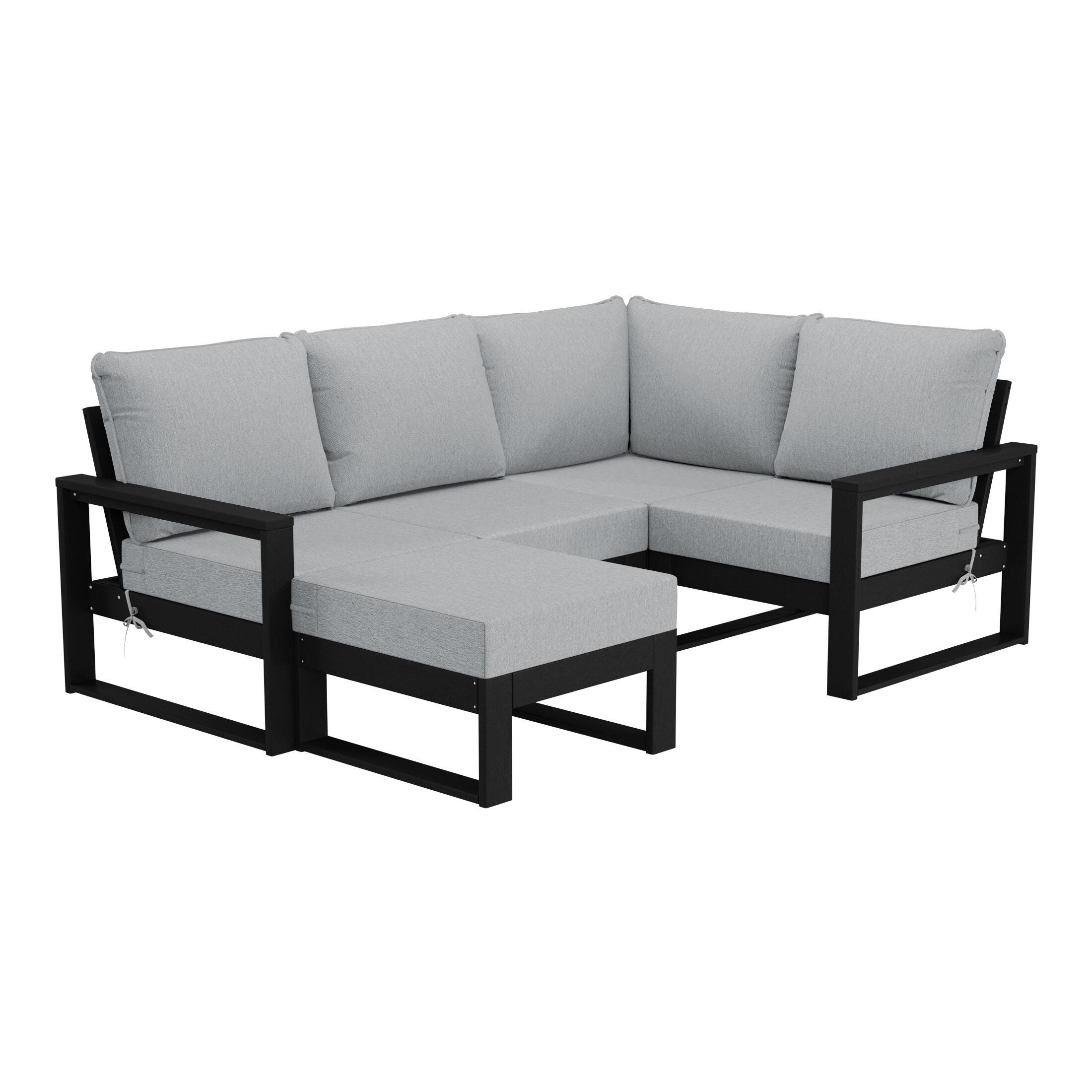 Westin Furniture Endless Solid 4-Piece Outdoor Sectional Set, Light Gray, large