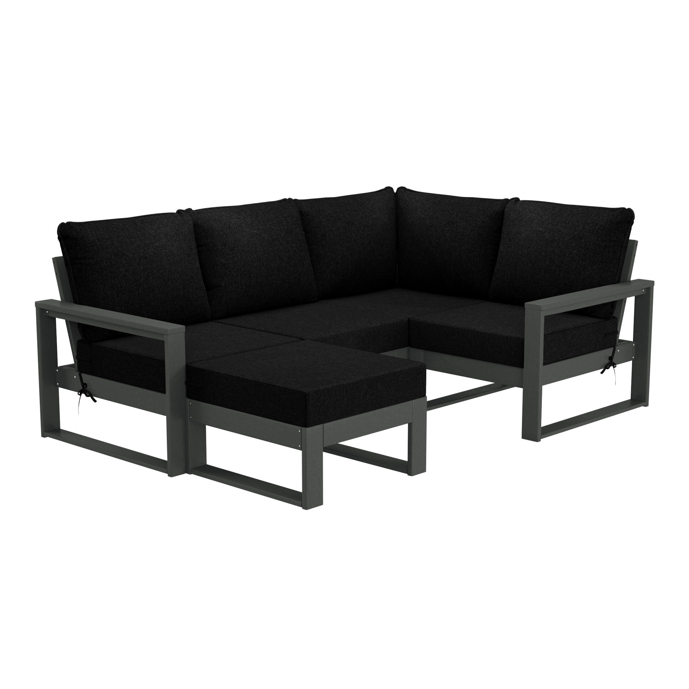 Westin Furniture Endless Solid 4-Piece Outdoor Sectional Set, Black, large