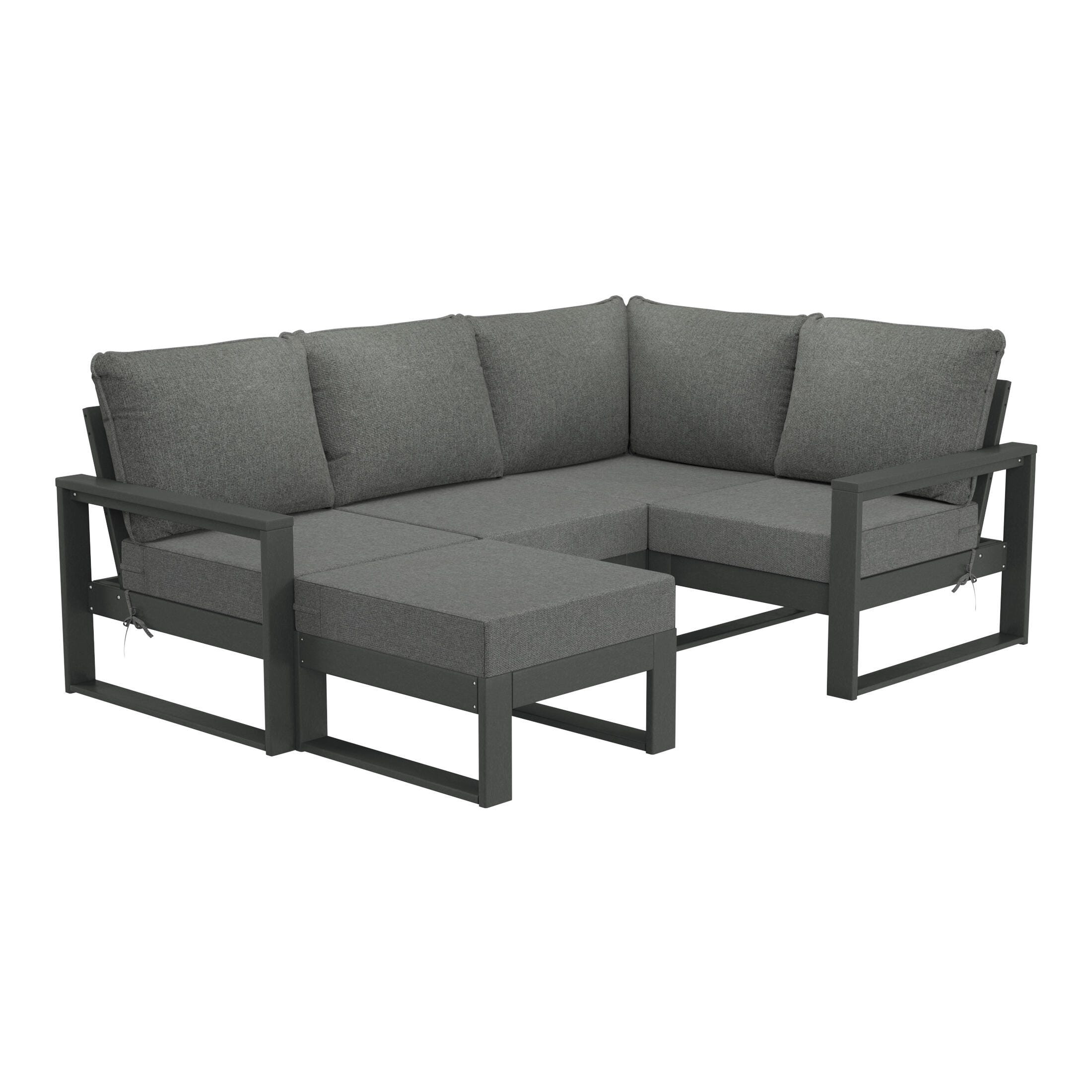 Westin Furniture Endless Solid 4-Piece Outdoor Sectional Set, Dark Gray, large