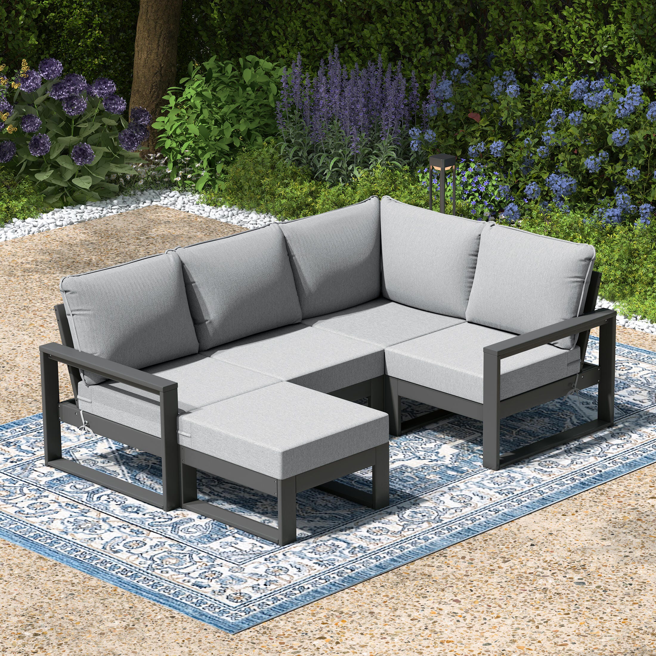 Westin Furniture Endless Solid 4-Piece Outdoor Sectional Set, Gray, large