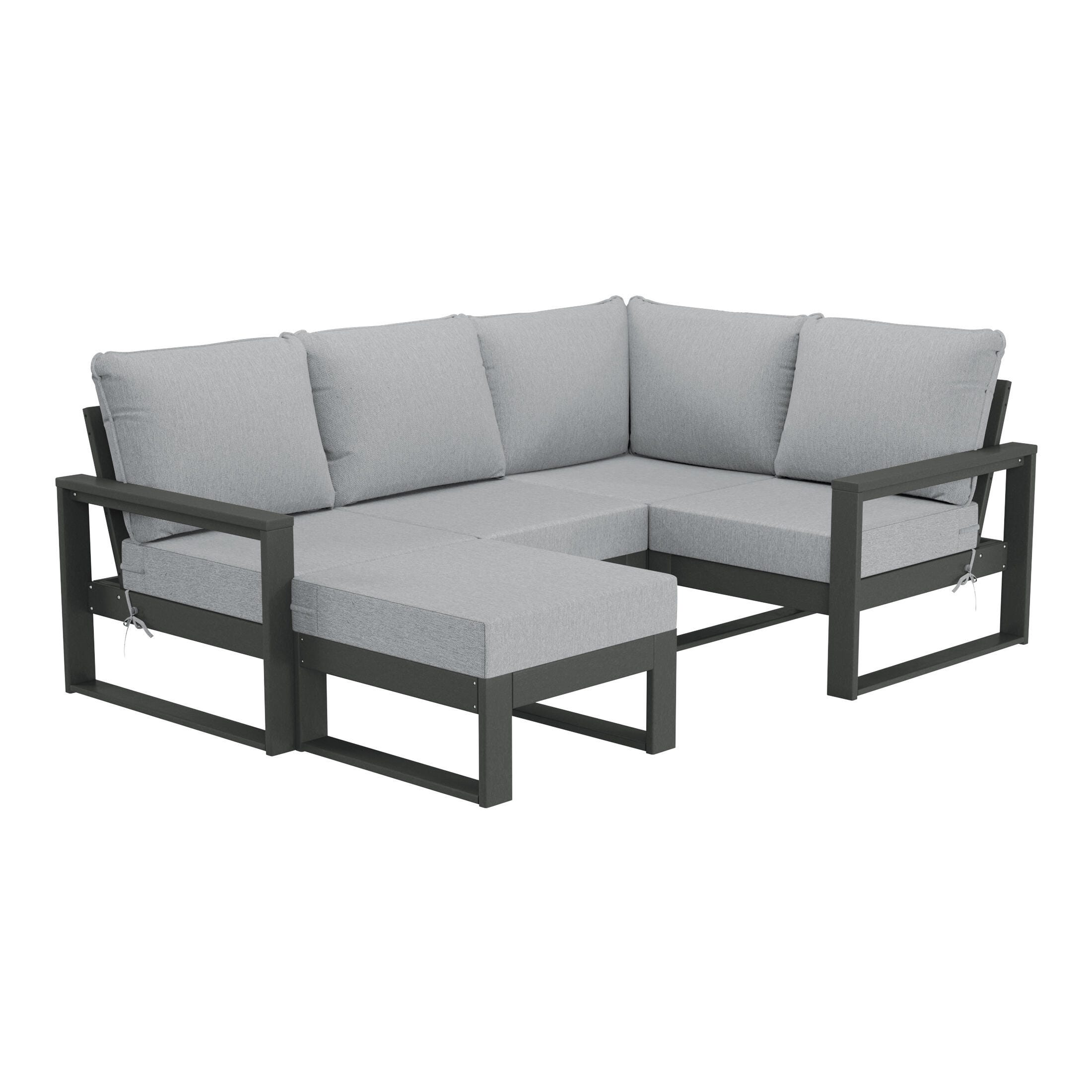 Westin Furniture Endless Solid 4-Piece Outdoor Sectional Set, Gray, large