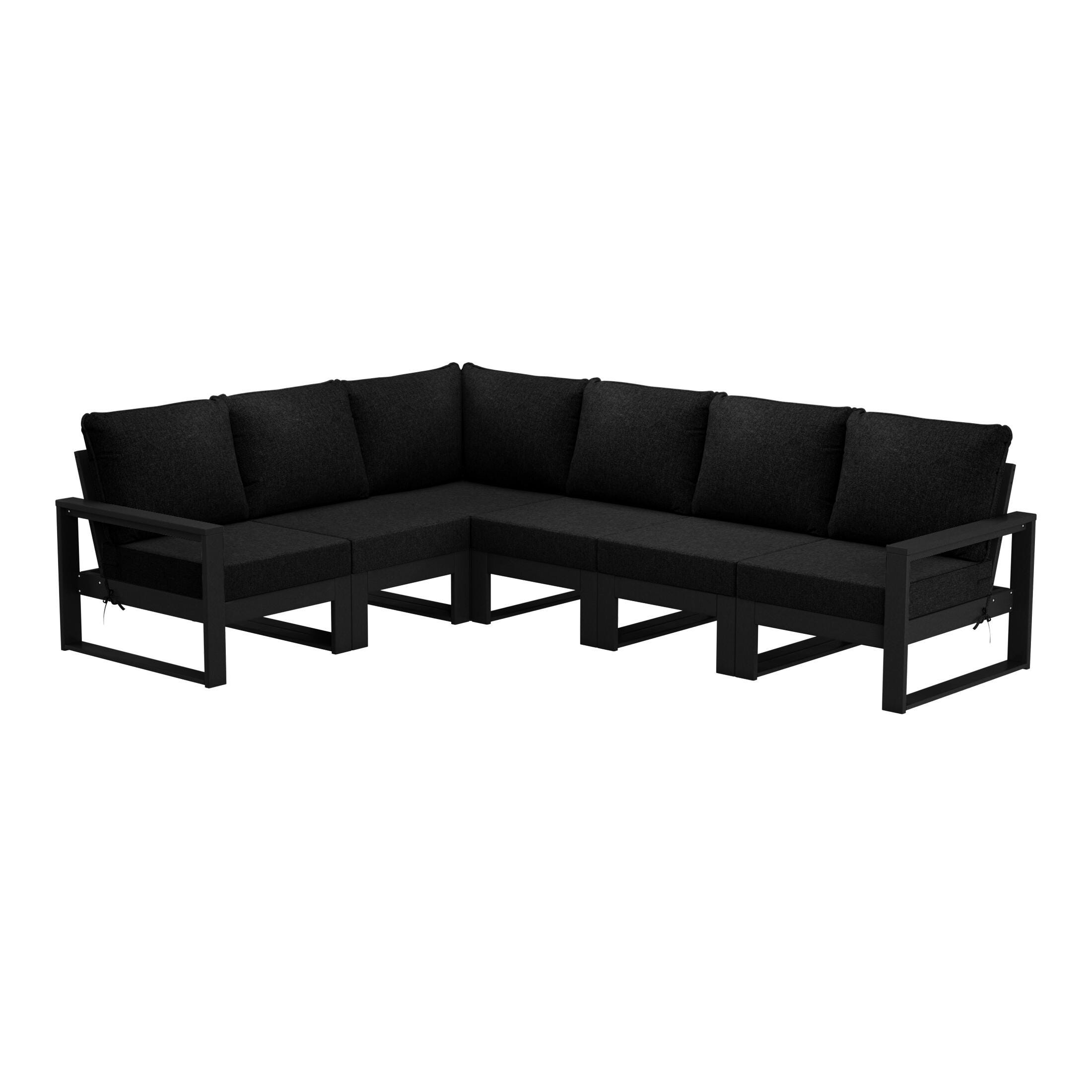 Westin Furniture Endless 6-Piece Outdoor Sectional Sofa, Charcoal Black, large