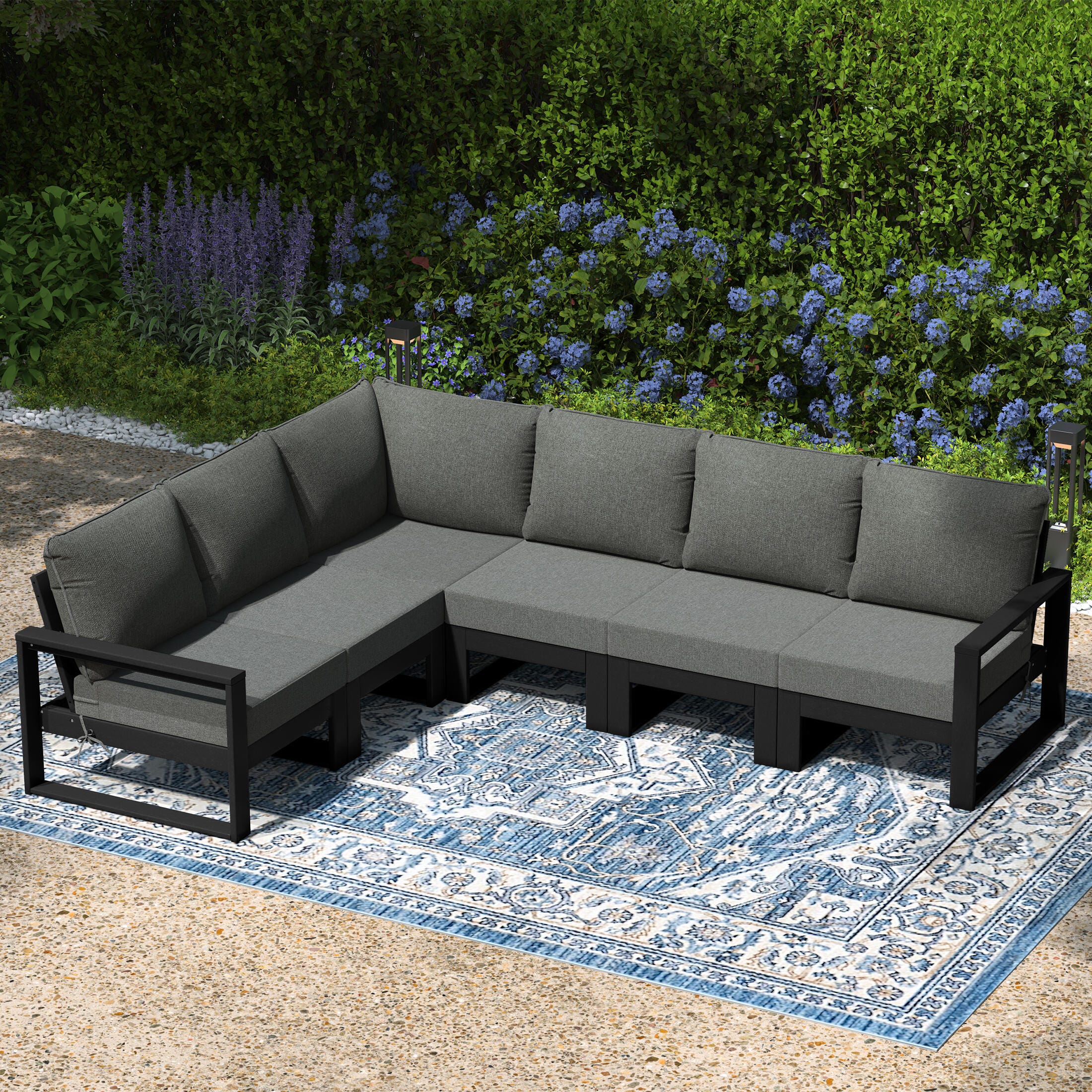 Westin Furniture Endless 6-Piece Outdoor Sectional Sofa, Ash Gray, large