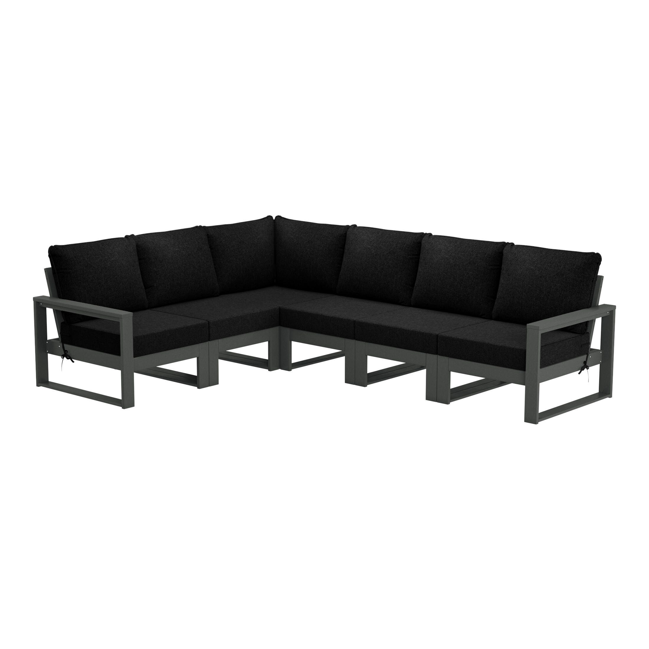 Westin Furniture Endless 6-Piece Outdoor Sectional Sofa, Black, large