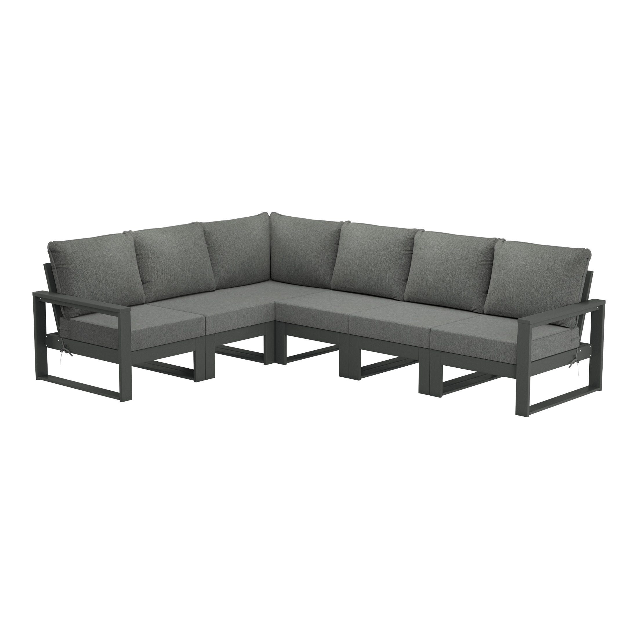 Westin Furniture Endless 6-Piece Outdoor Sectional Sofa, Dark Gray, large
