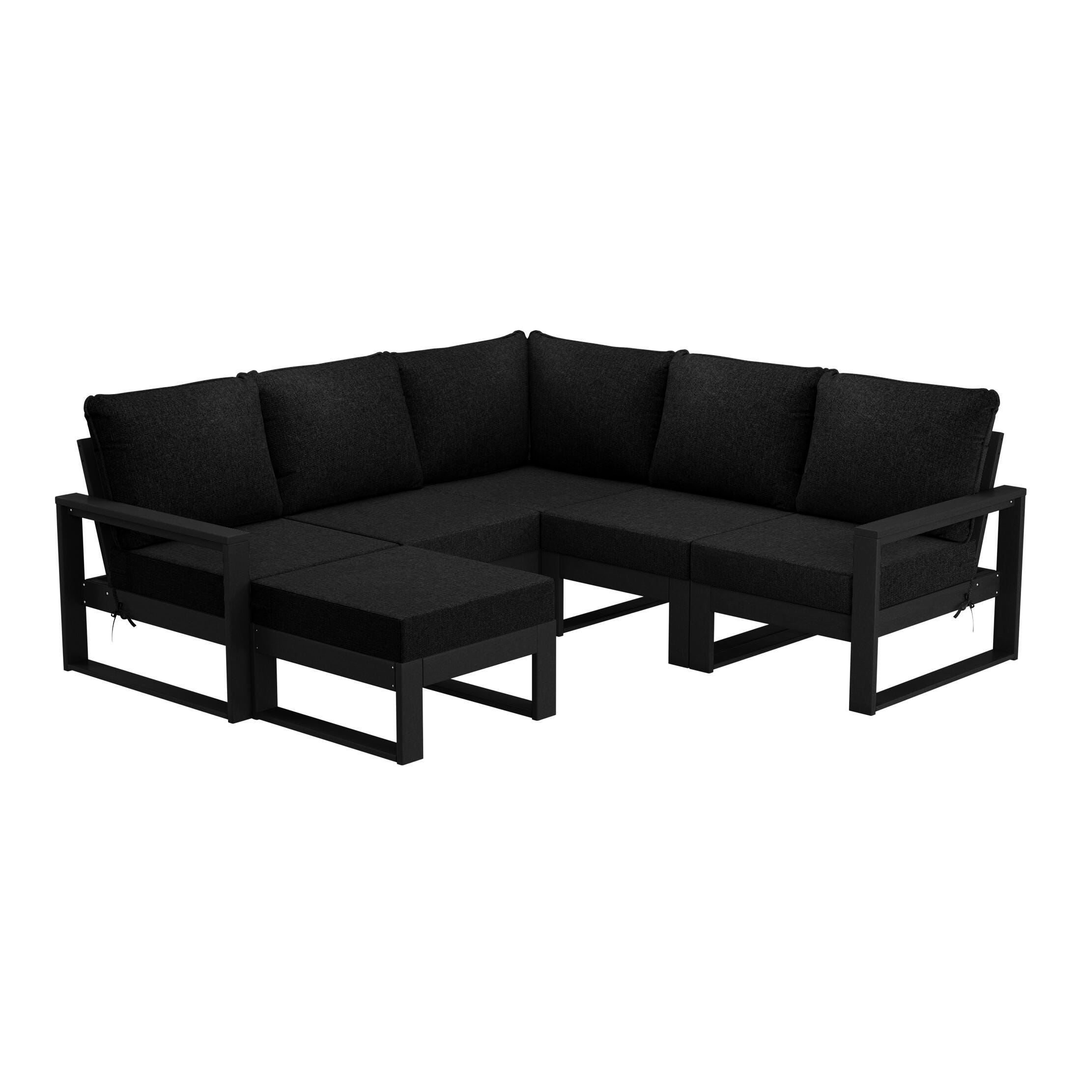 Westin Furniture Endless 6-Piece Outdoor Sectional Set, Charcoal Black, large