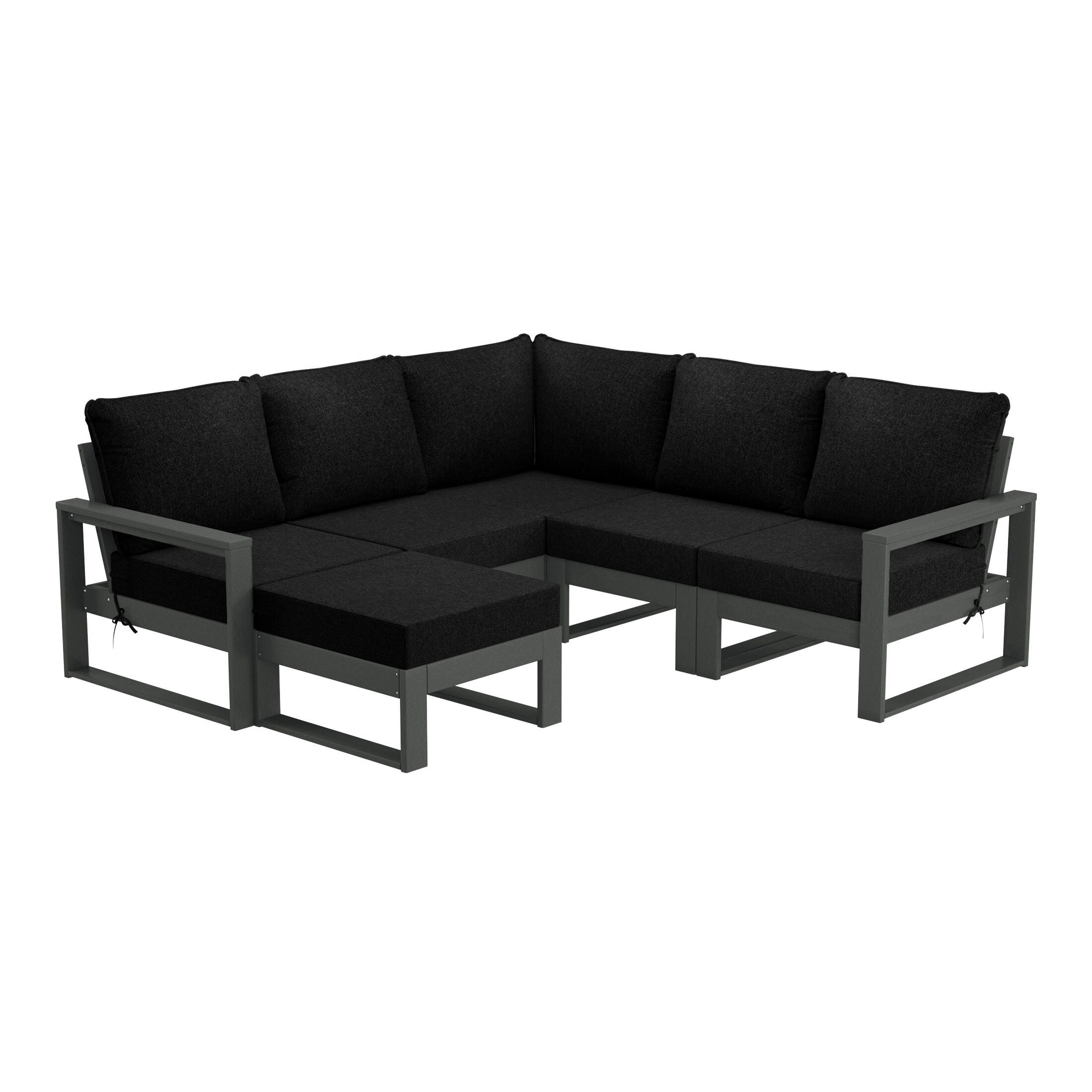Westin Furniture Endless 6-Piece Outdoor Sectional Set, Black, large