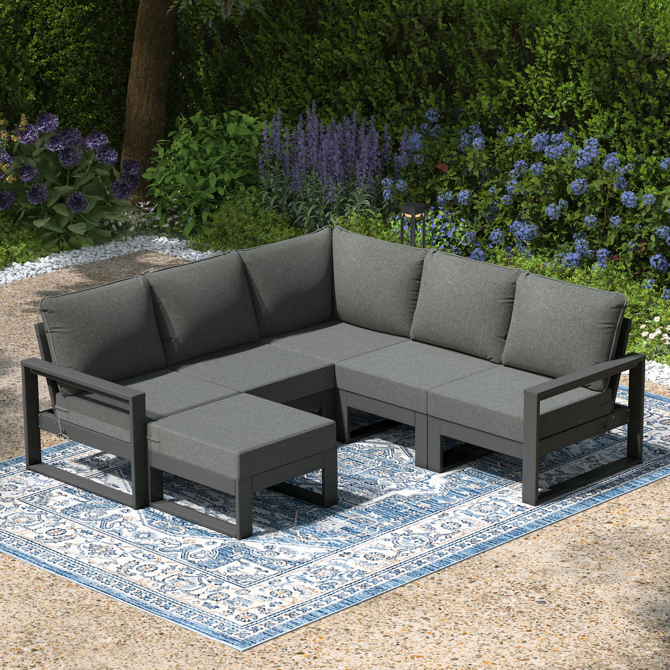 Westin Furniture Endless 6-Piece Outdoor Sectional Set, Dark Gray, large