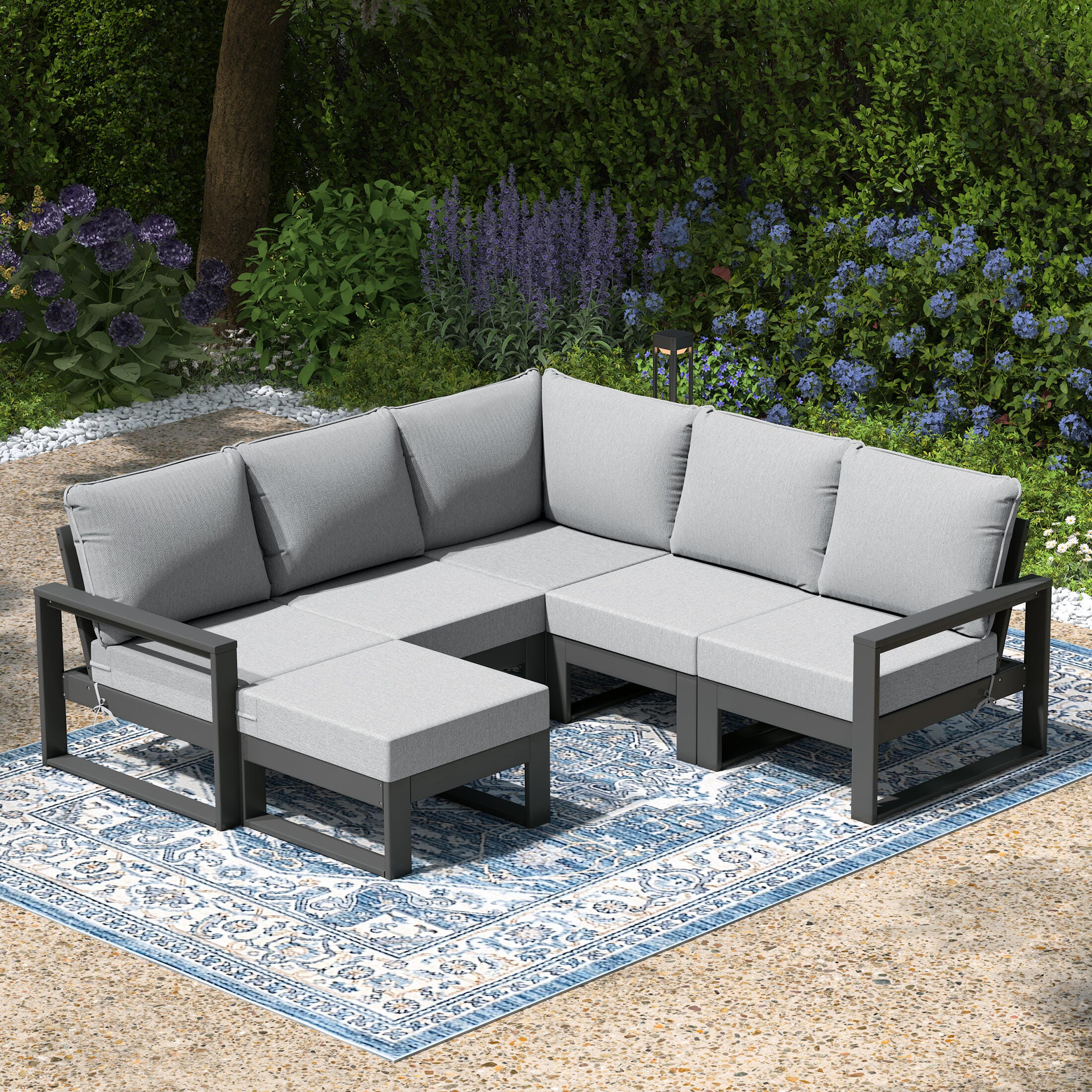 Westin Furniture Endless 6-Piece Outdoor Sectional Set, Gray, large