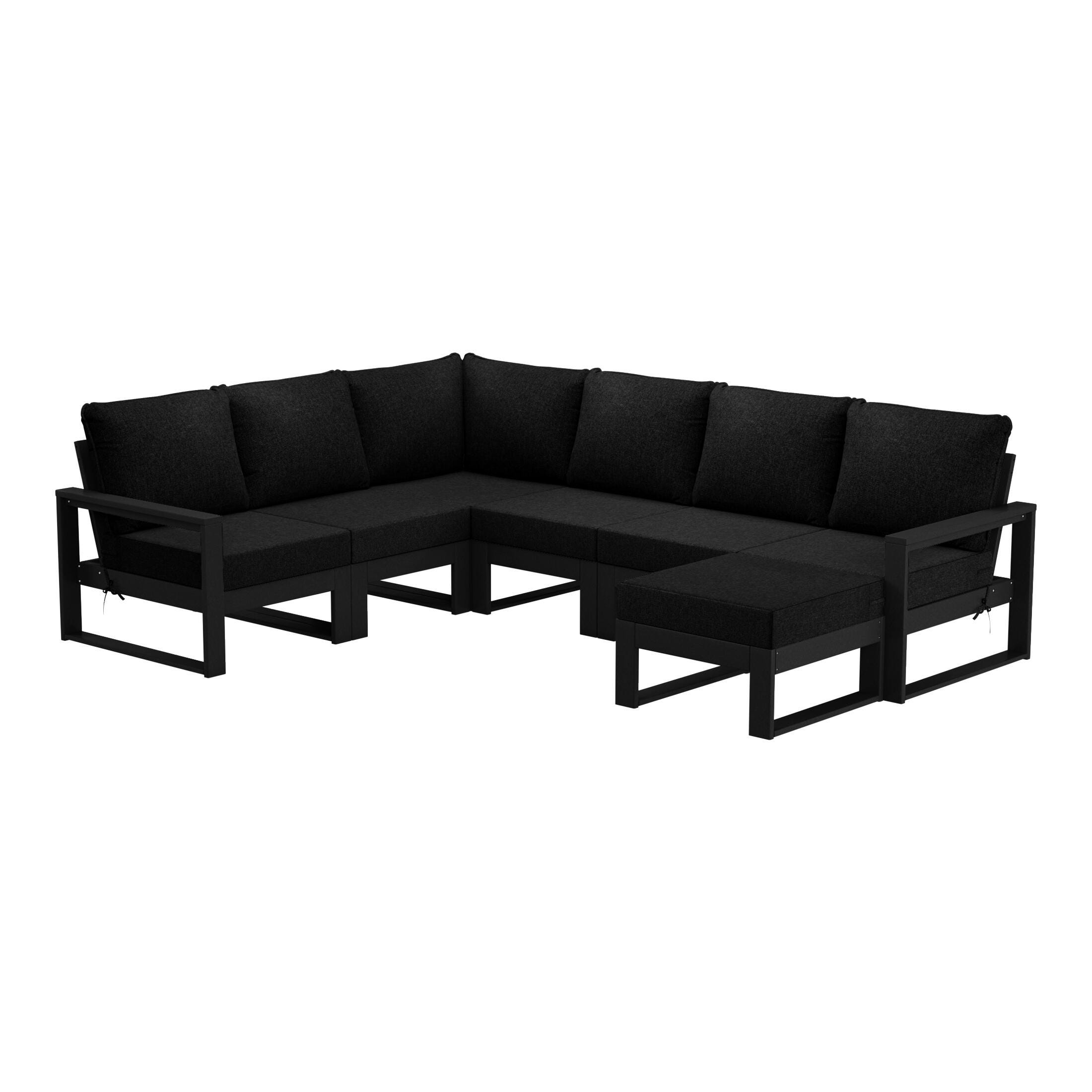 Westin Furniture Endless 7-Piece Outdoor Sectional Set, Charcoal Black, large