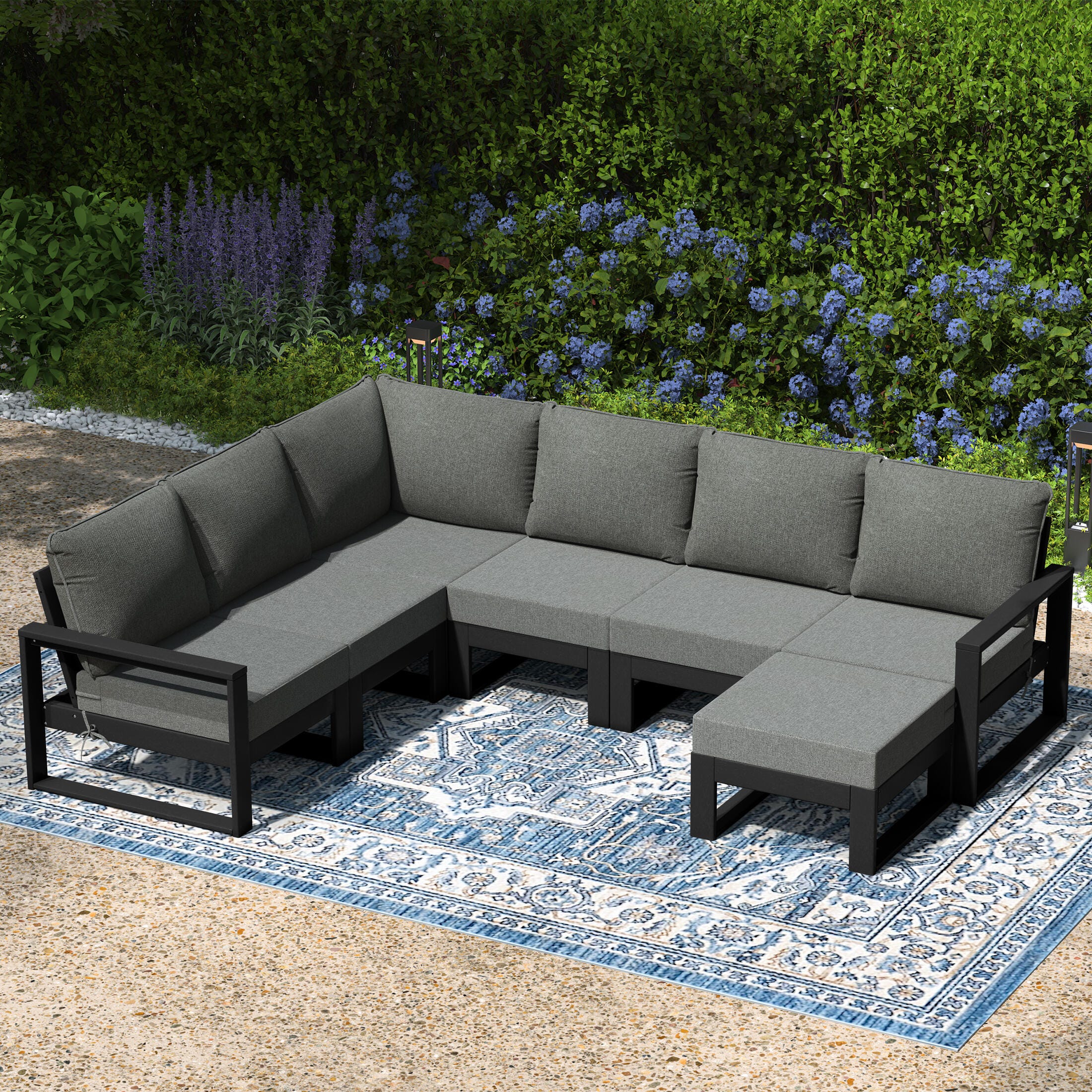 Westin Furniture Endless 7-Piece Outdoor Sectional Set, Ash Gray, large