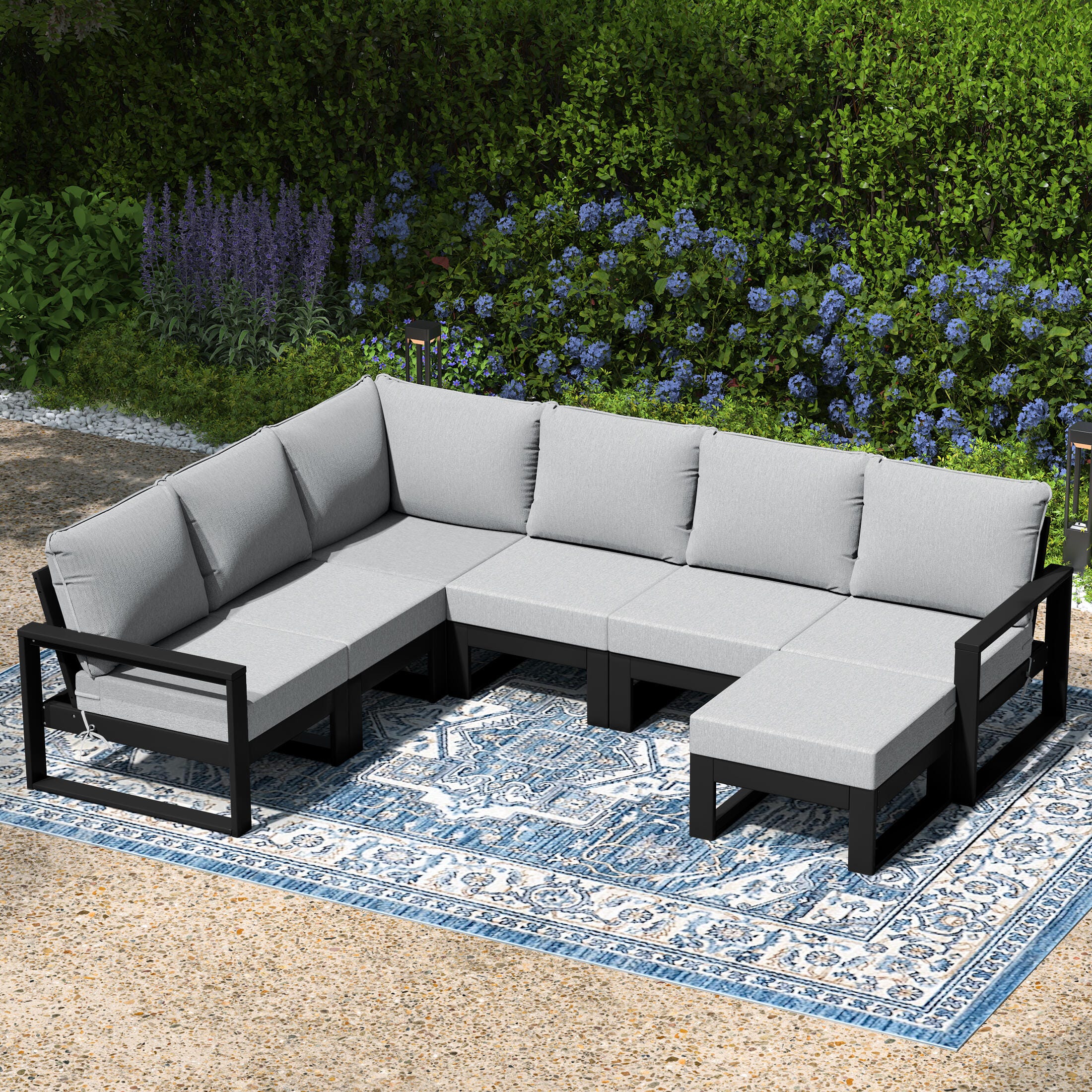 Westin Furniture Endless 7-Piece Outdoor Sectional Set, Light Gray, rollover