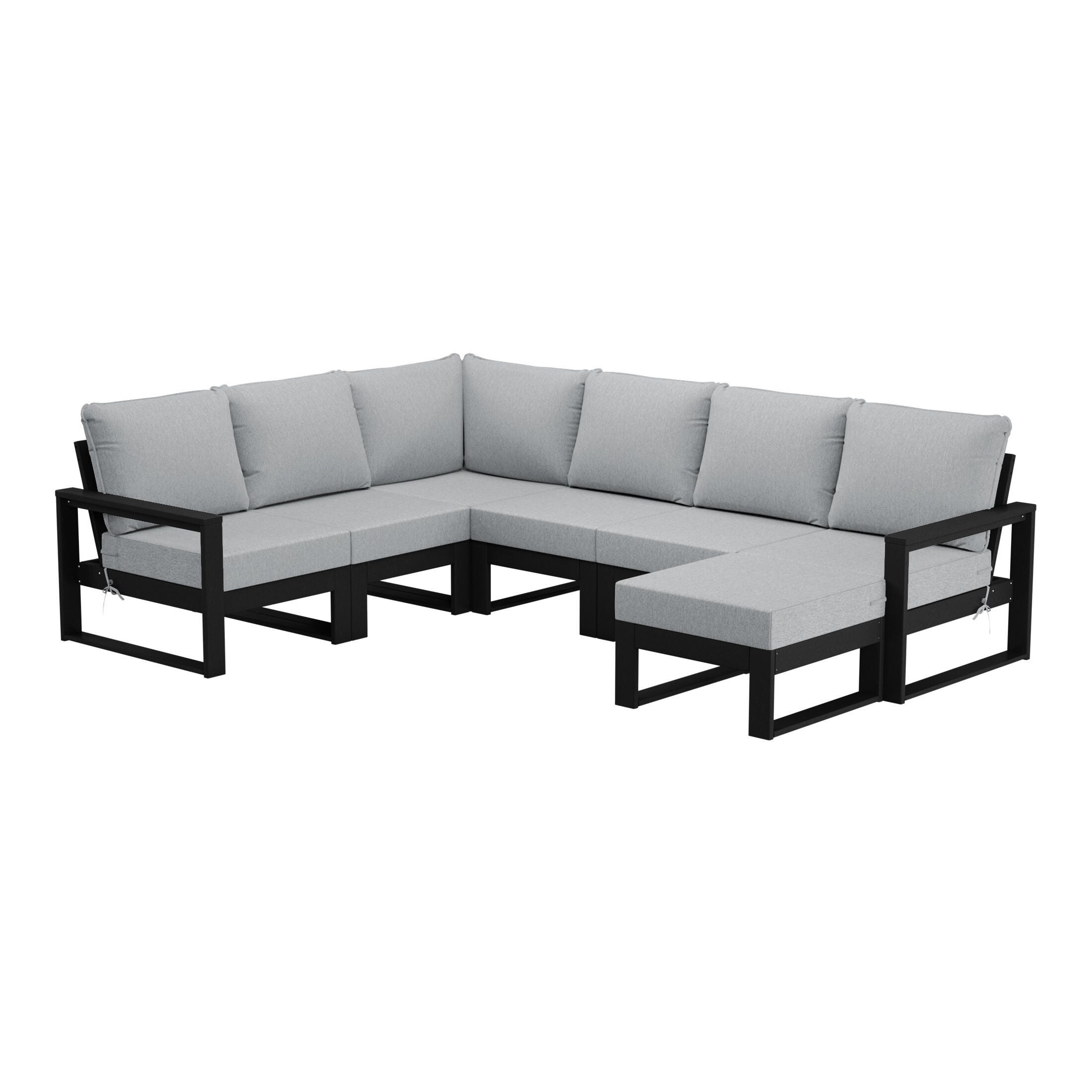Westin Furniture Endless 7-Piece Outdoor Sectional Set, Light Gray, large