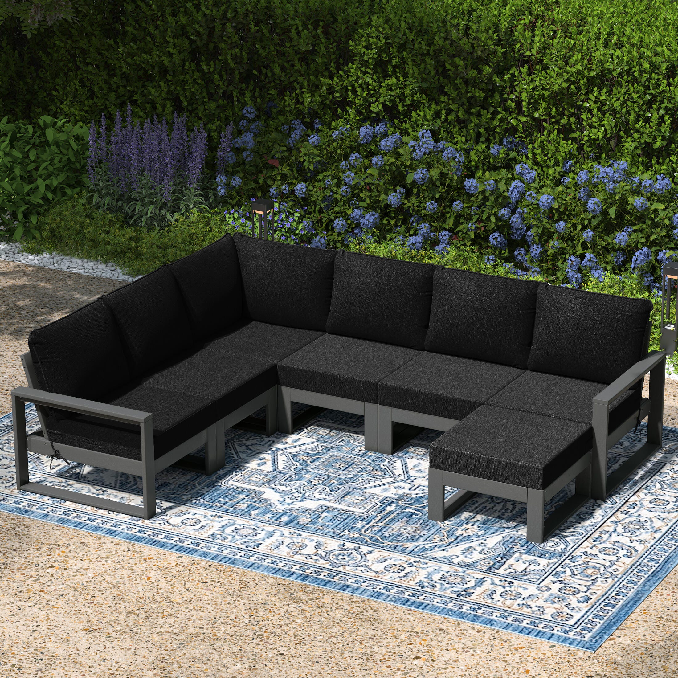 Westin Furniture Endless 7-Piece Outdoor Sectional Set, Black, large