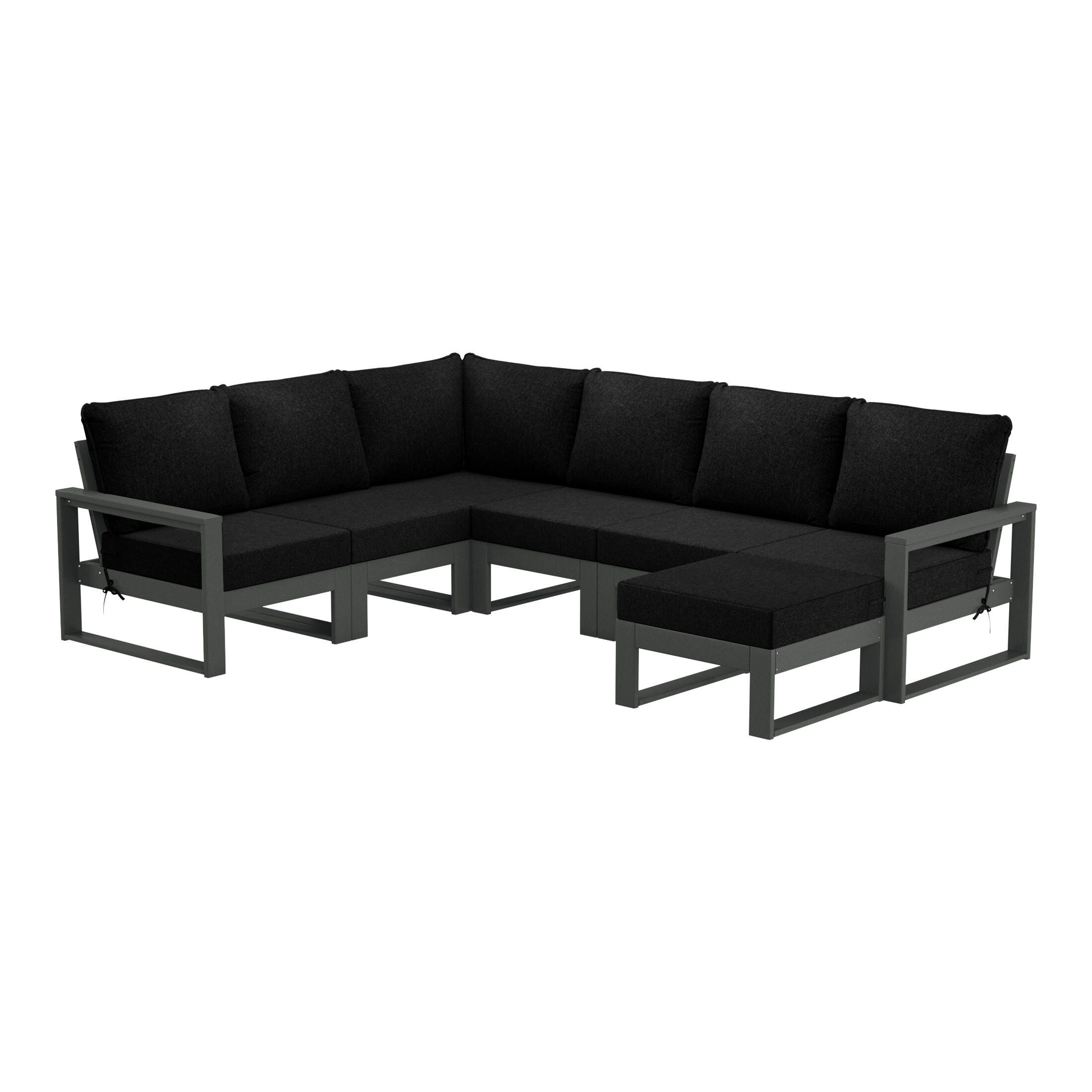 Westin Furniture Endless 7-Piece Outdoor Sectional Set, Black, large