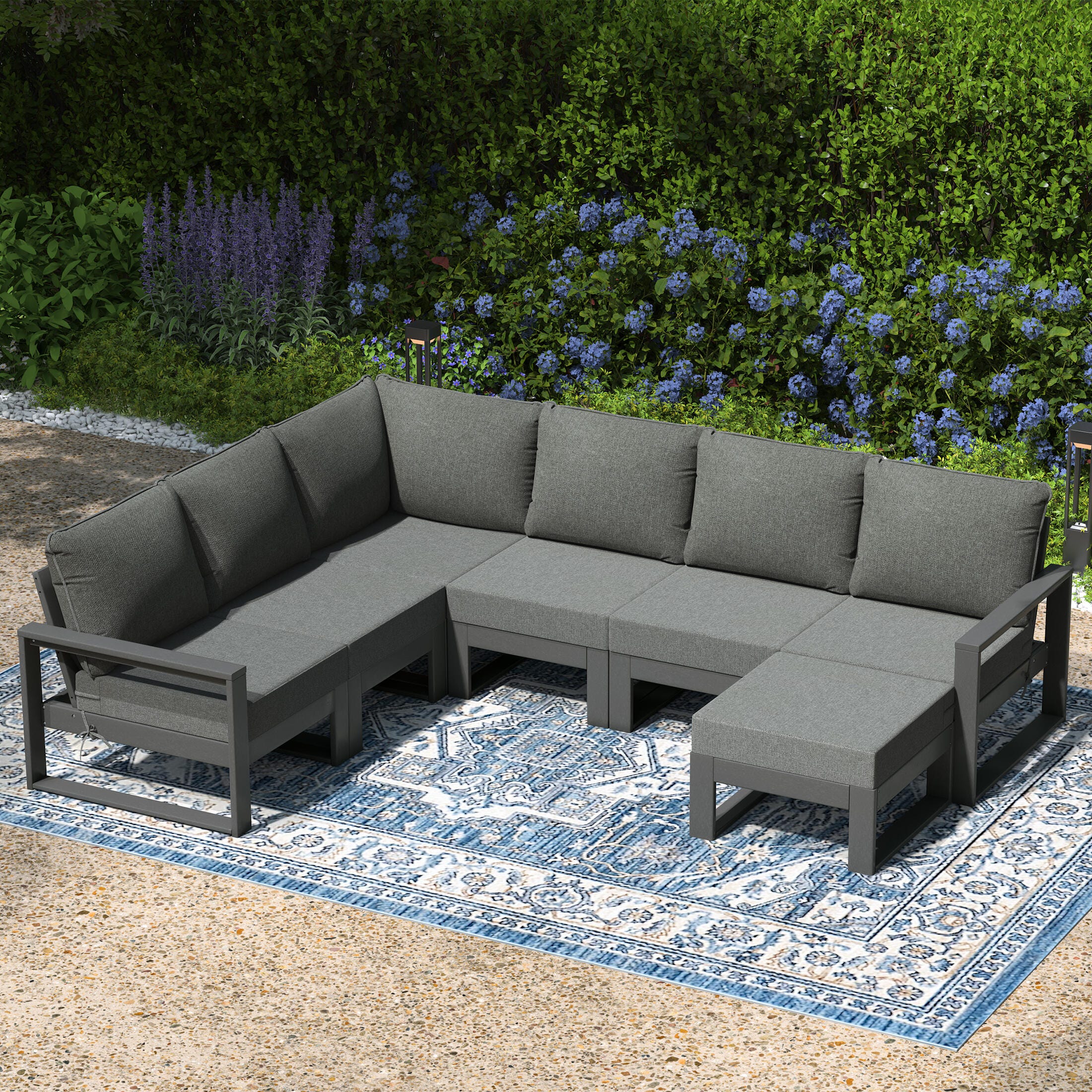Westin Furniture Endless 7-Piece Outdoor Sectional Set, Dark Gray, large