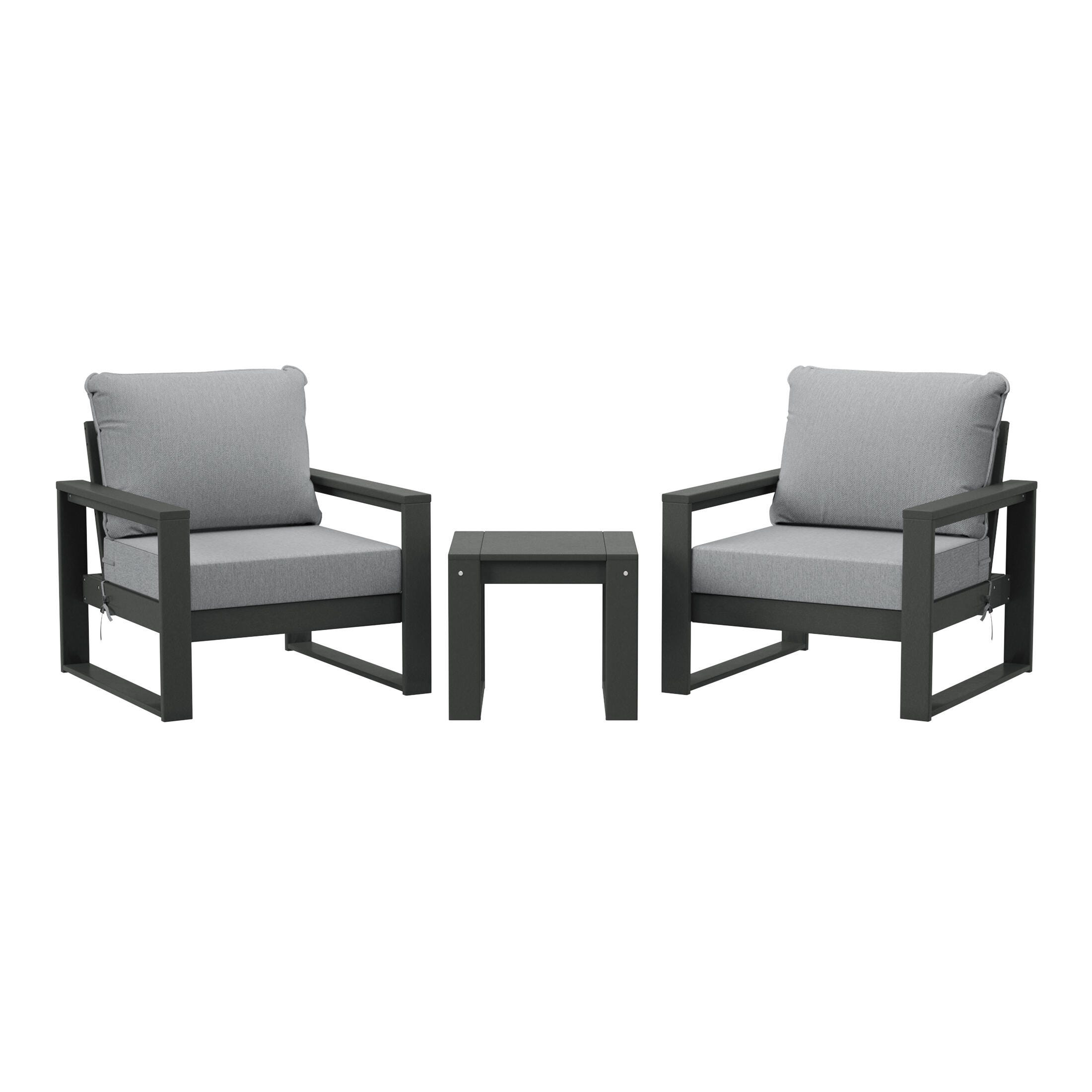 Westin Furniture Endless Outdoor 2 Lounge Chair with Side Table, Light Gray