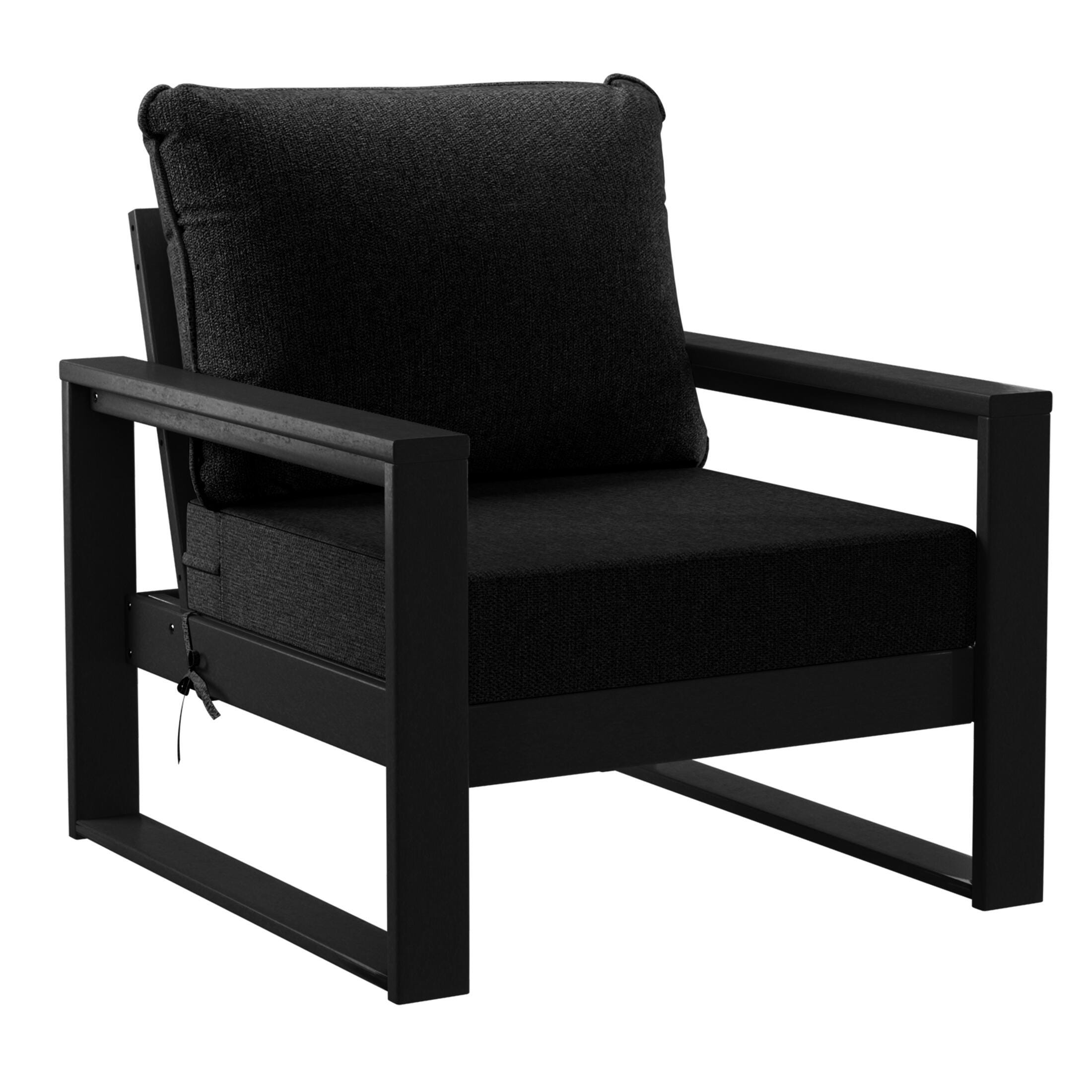 Westin Furniture Endless Outdoor Sofa and 2 Chairs with Coffee Table, Dark Black, large