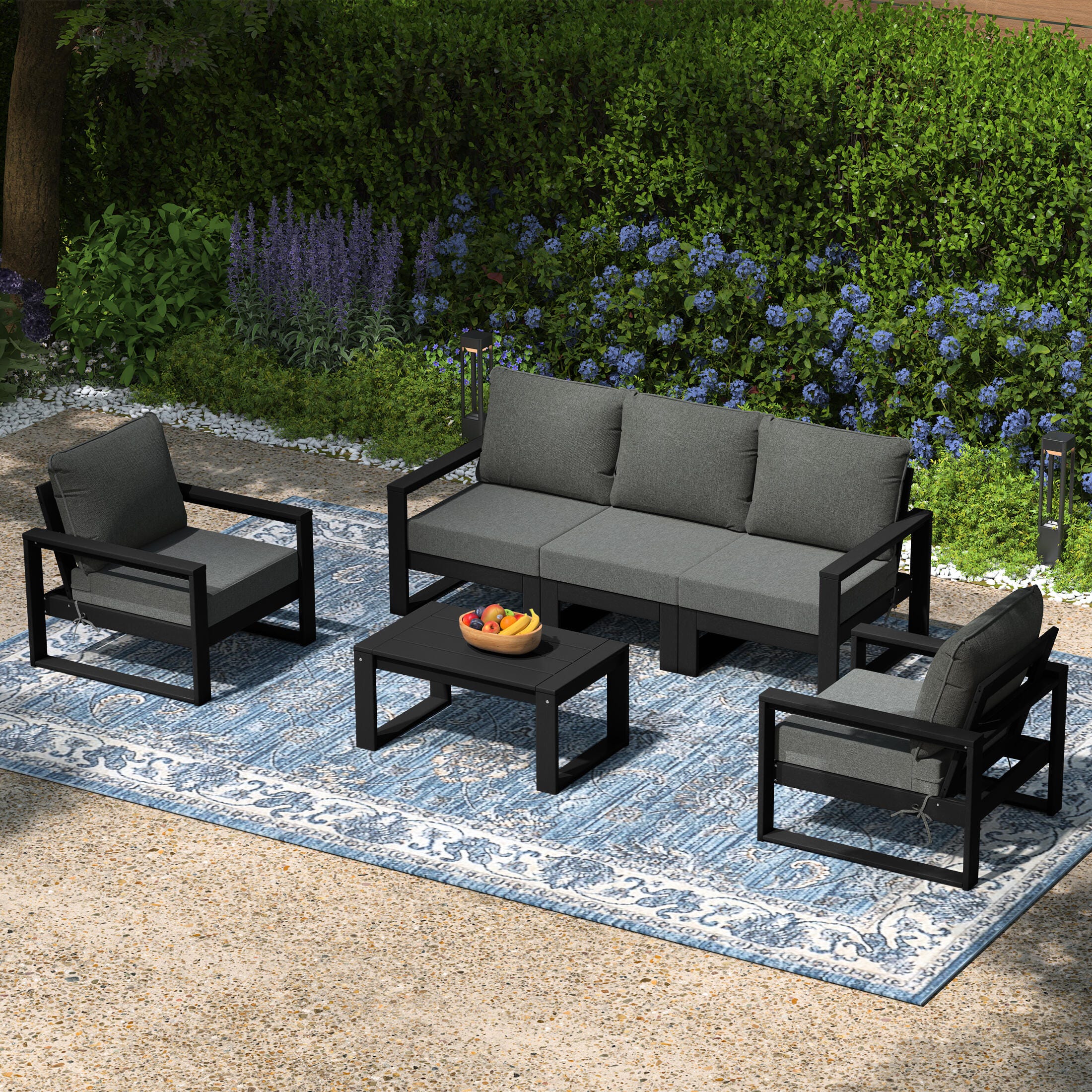 Westin Furniture Endless Outdoor Sofa and 2 Chairs with Coffee Table, Gray, large