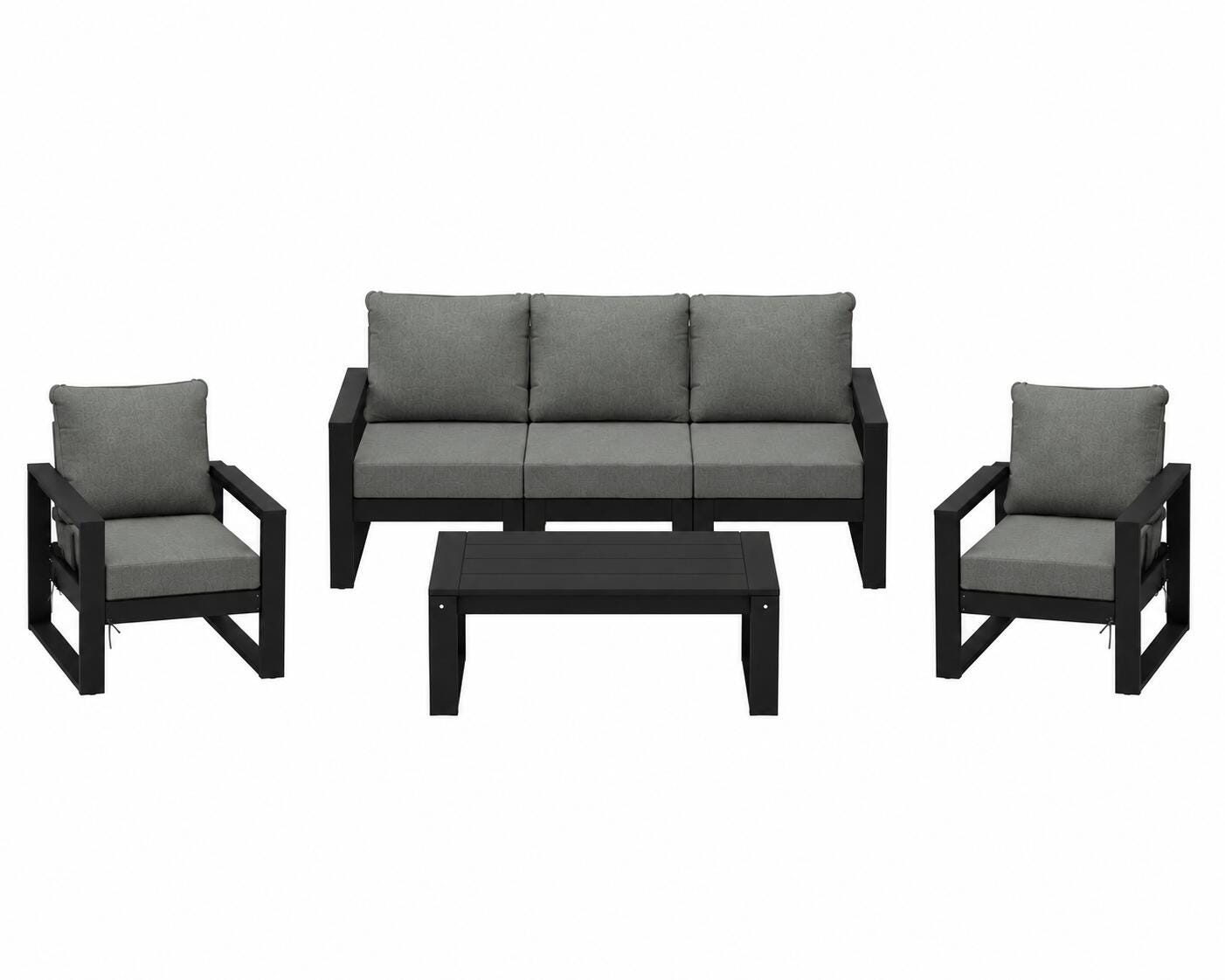 Westin Furniture Endless Outdoor Sofa and 2 Chairs with Coffee Table, Gray, large