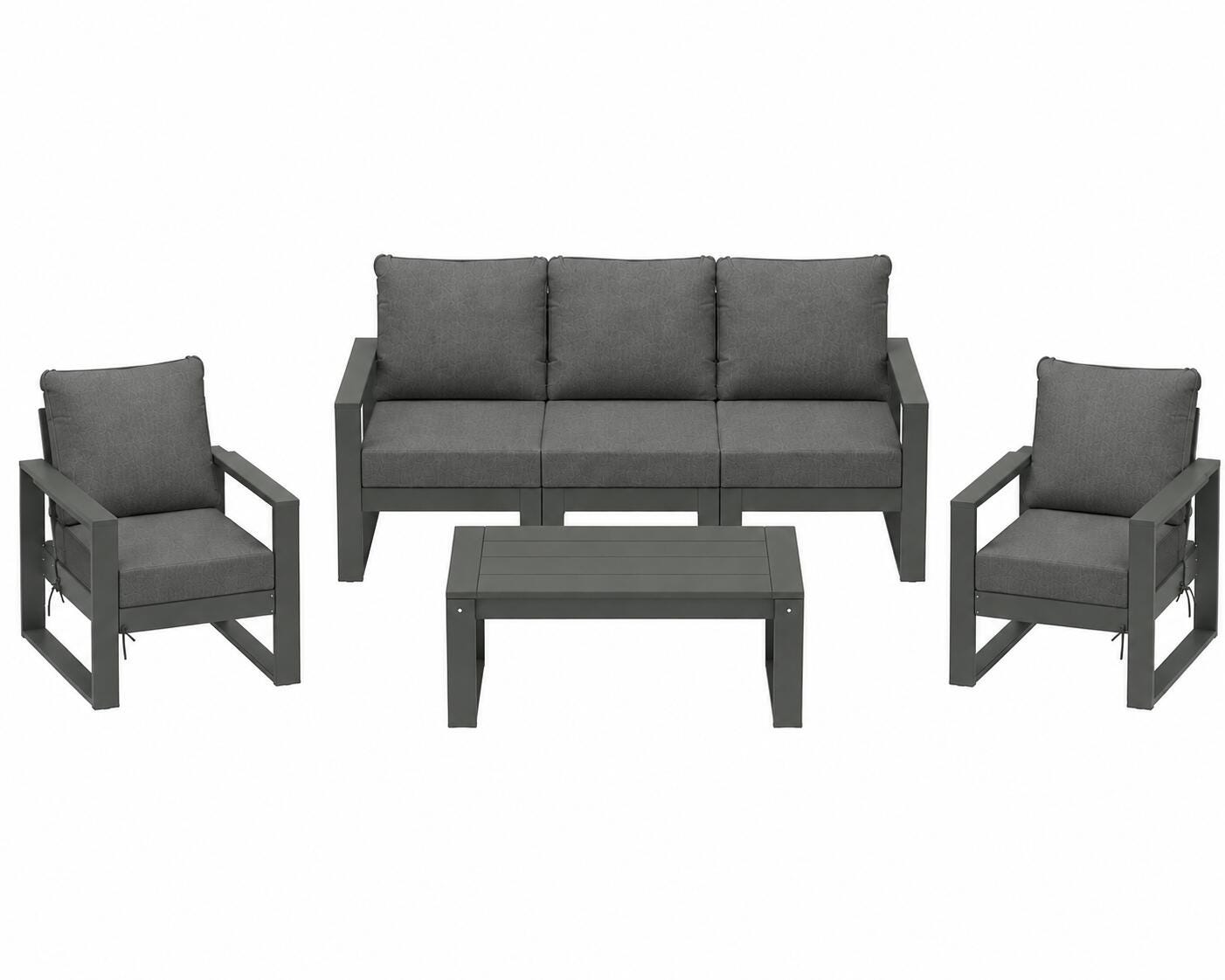Westin Furniture Endless Outdoor Sofa and 2 Chairs with Coffee Table, Charcoal, large