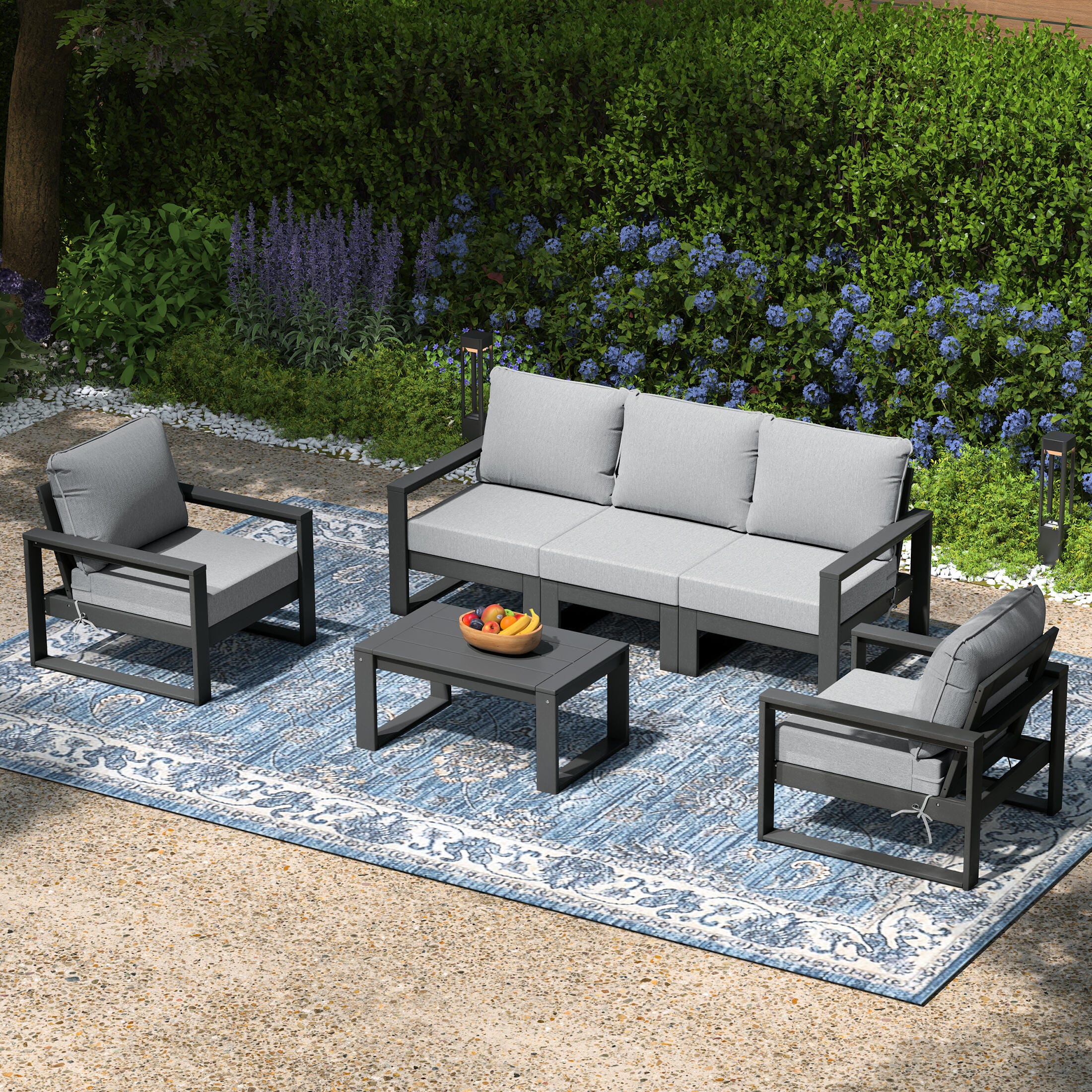 Westin Furniture Endless Outdoor Sofa and 2 Chairs with Coffee Table, Ash Gray, rollover