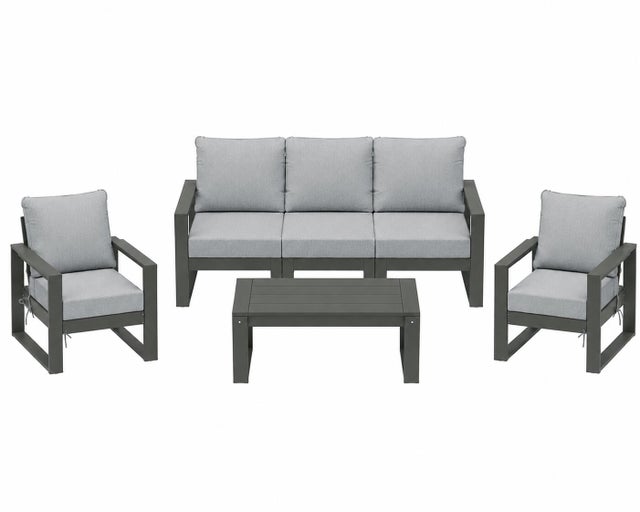 Westin Furniture Endless Outdoor Sofa and 2 Chairs with Coffee Table, Ash Gray