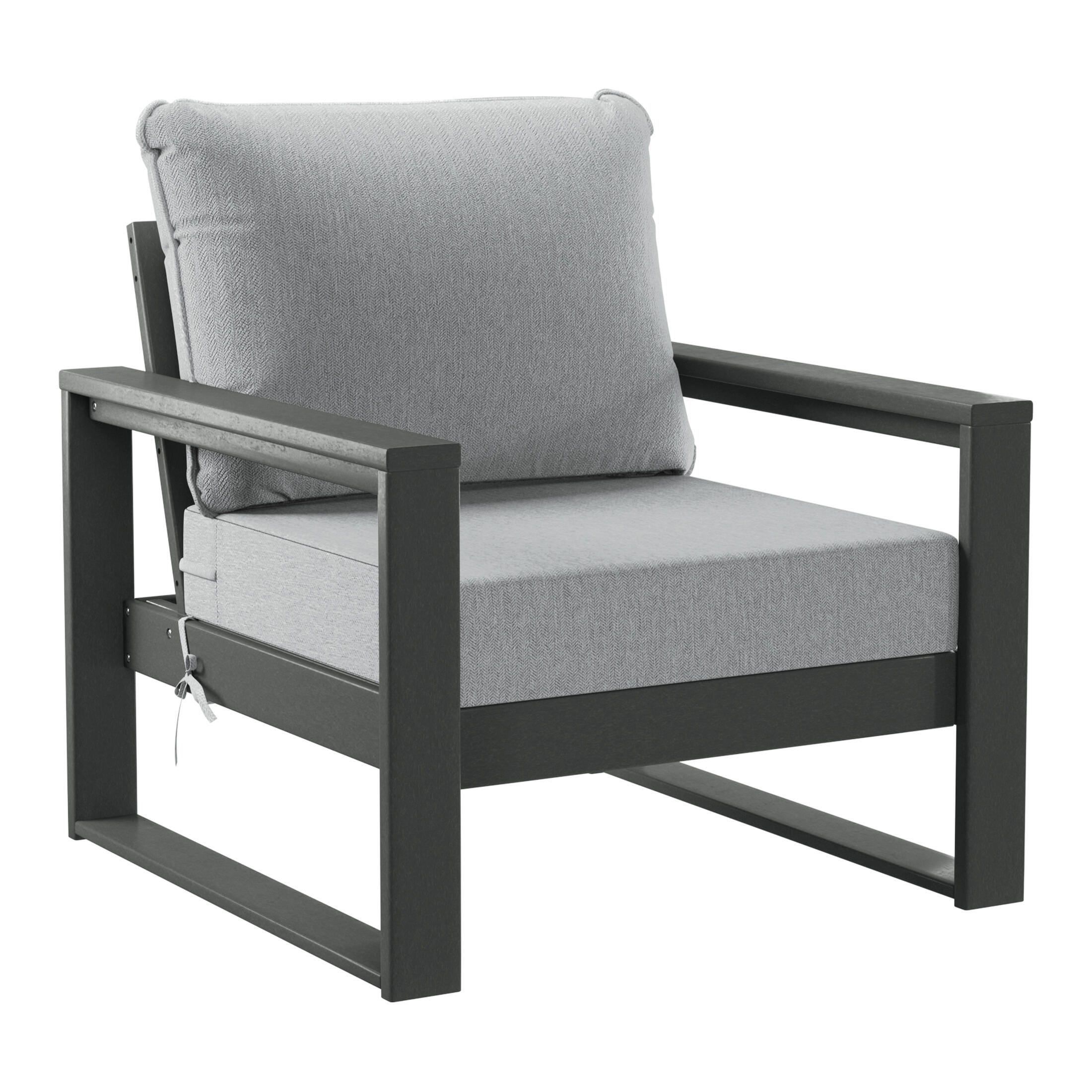 Westin Furniture Endless Outdoor Sofa and 2 Chairs with Coffee Table, Ash Gray, large