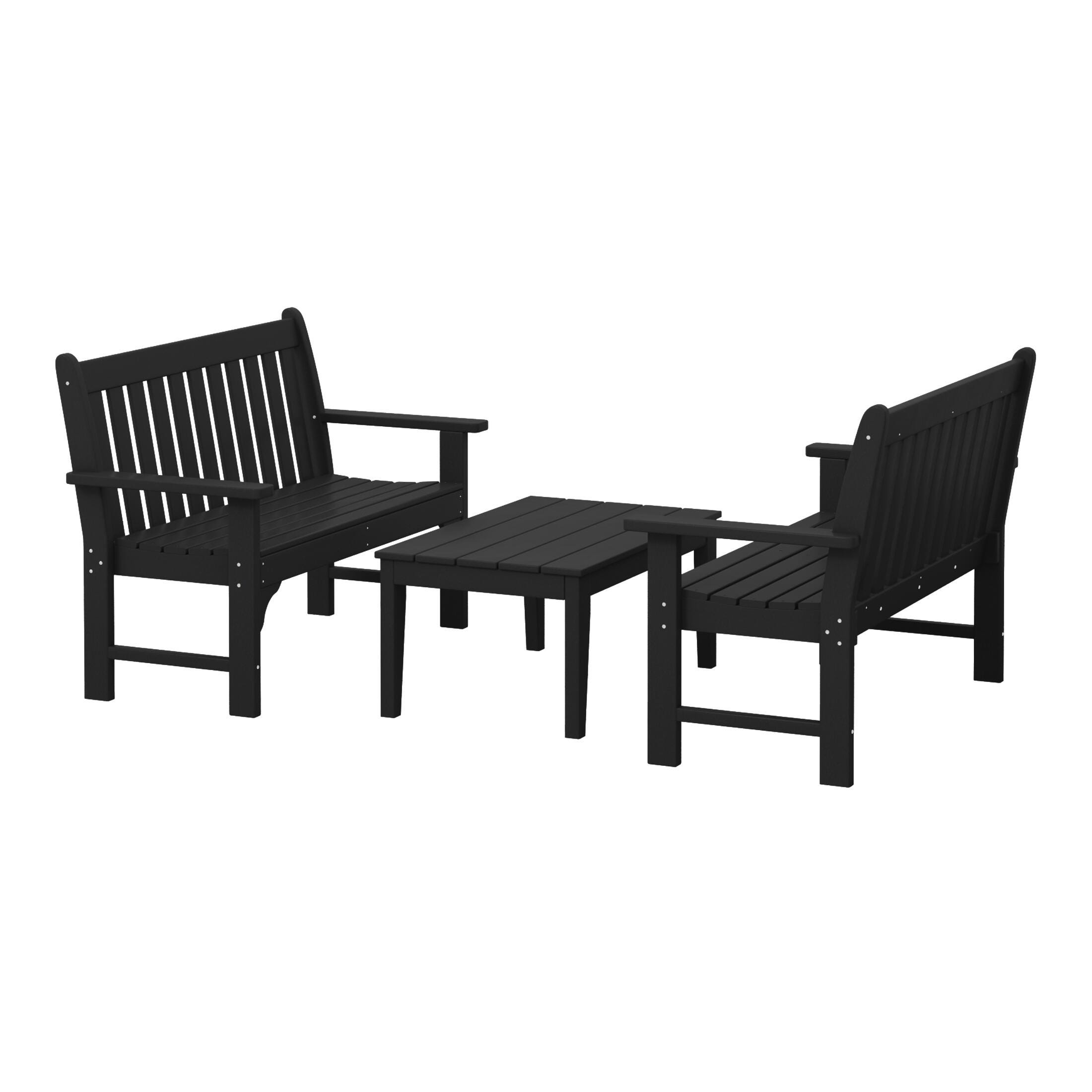 Westin Furniture Laguna Solid Outdoor Conversation Set, Black, large