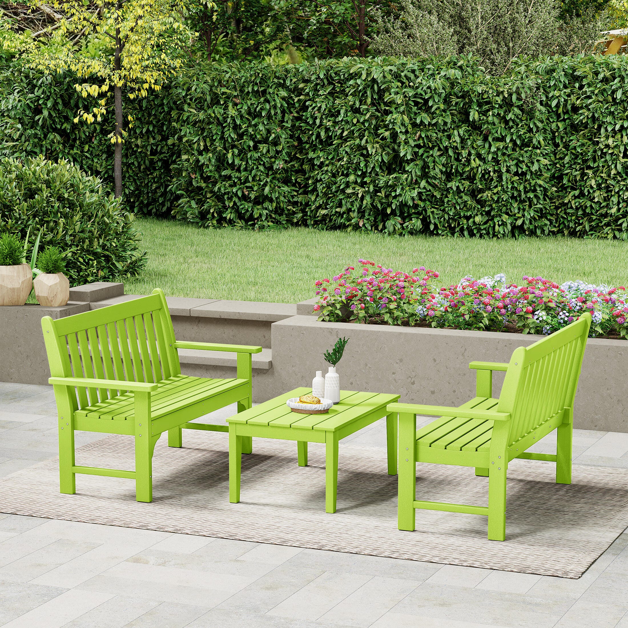 Westin Furniture Laguna Solid Outdoor Conversation Set, Lime, large