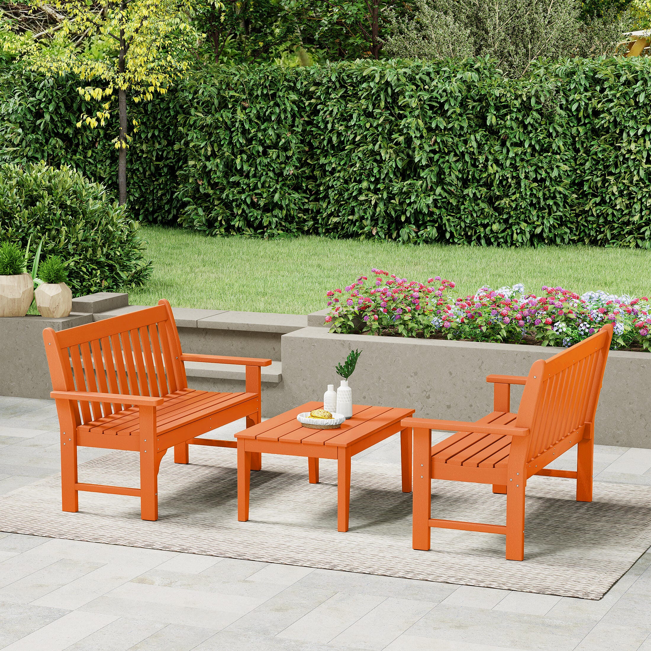 Westin Furniture Laguna Solid Outdoor Conversation Set, Orange, rollover