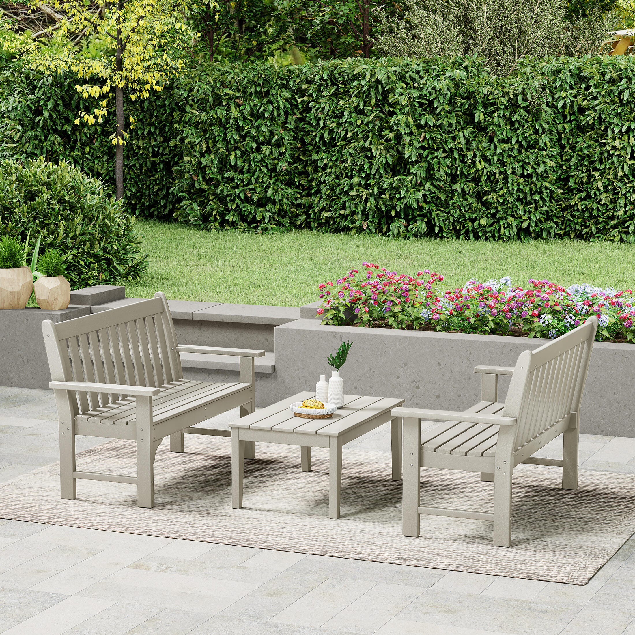 Westin Furniture Laguna Solid Outdoor Conversation Set, Sand, rollover