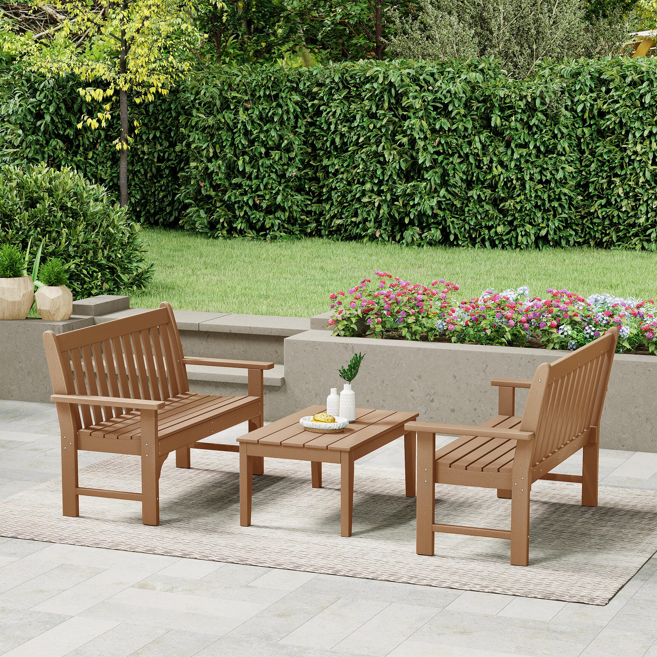 Westin Furniture Laguna Solid Outdoor Conversation Set, Teak, rollover