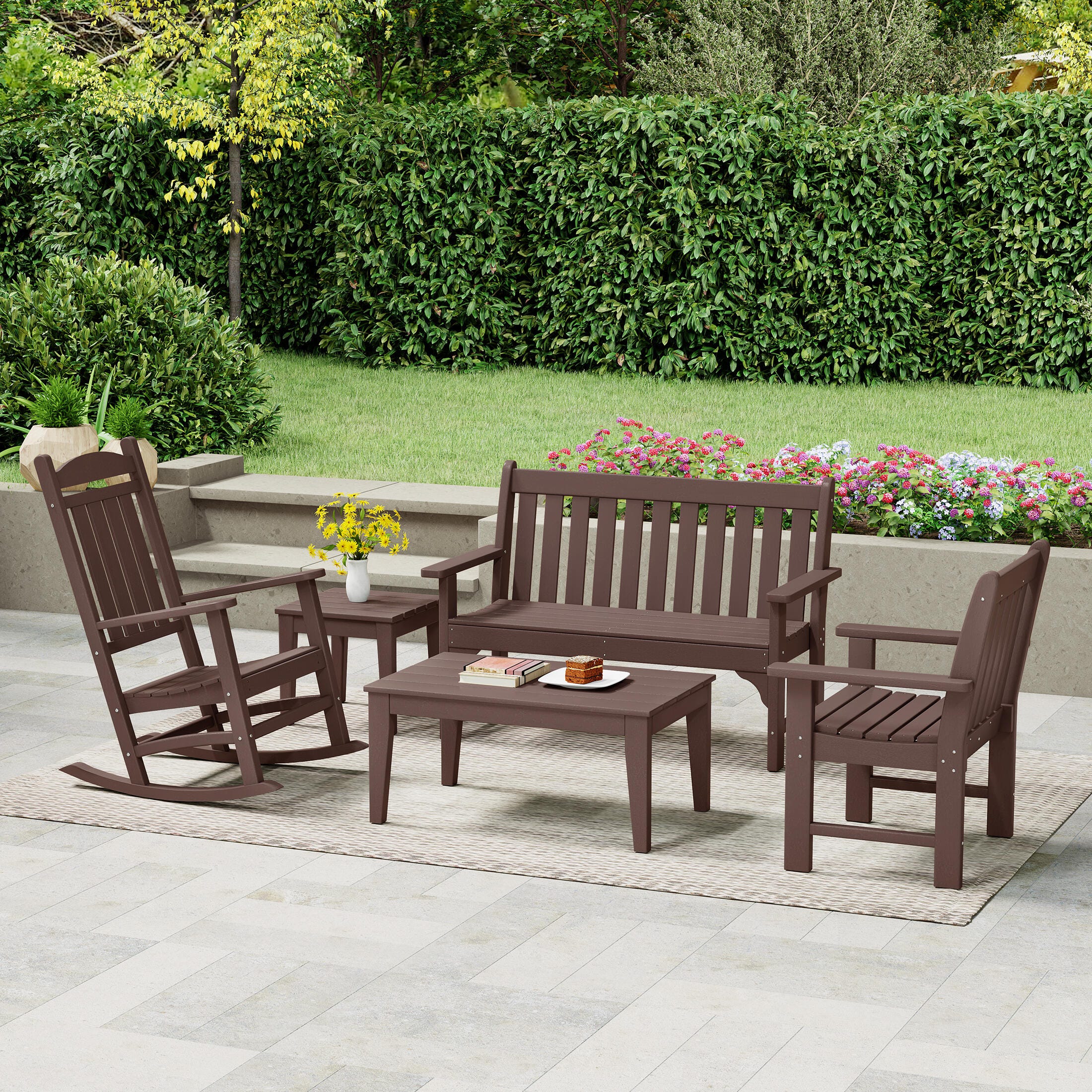 Westin Furniture Laguna Outdoor Conversation Set, Dark Brown, large