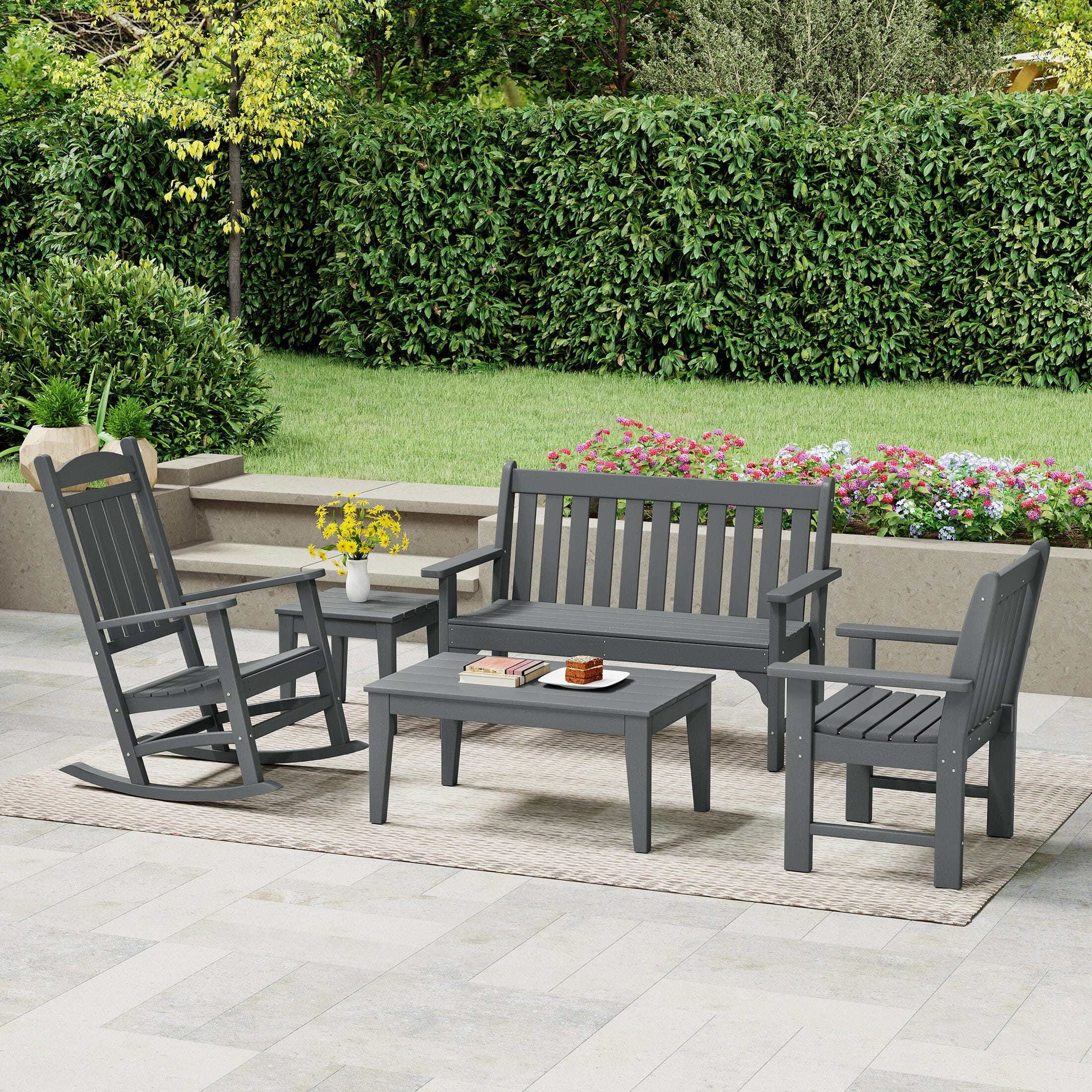 Westin Furniture Laguna Outdoor Conversation Set, Gray, rollover