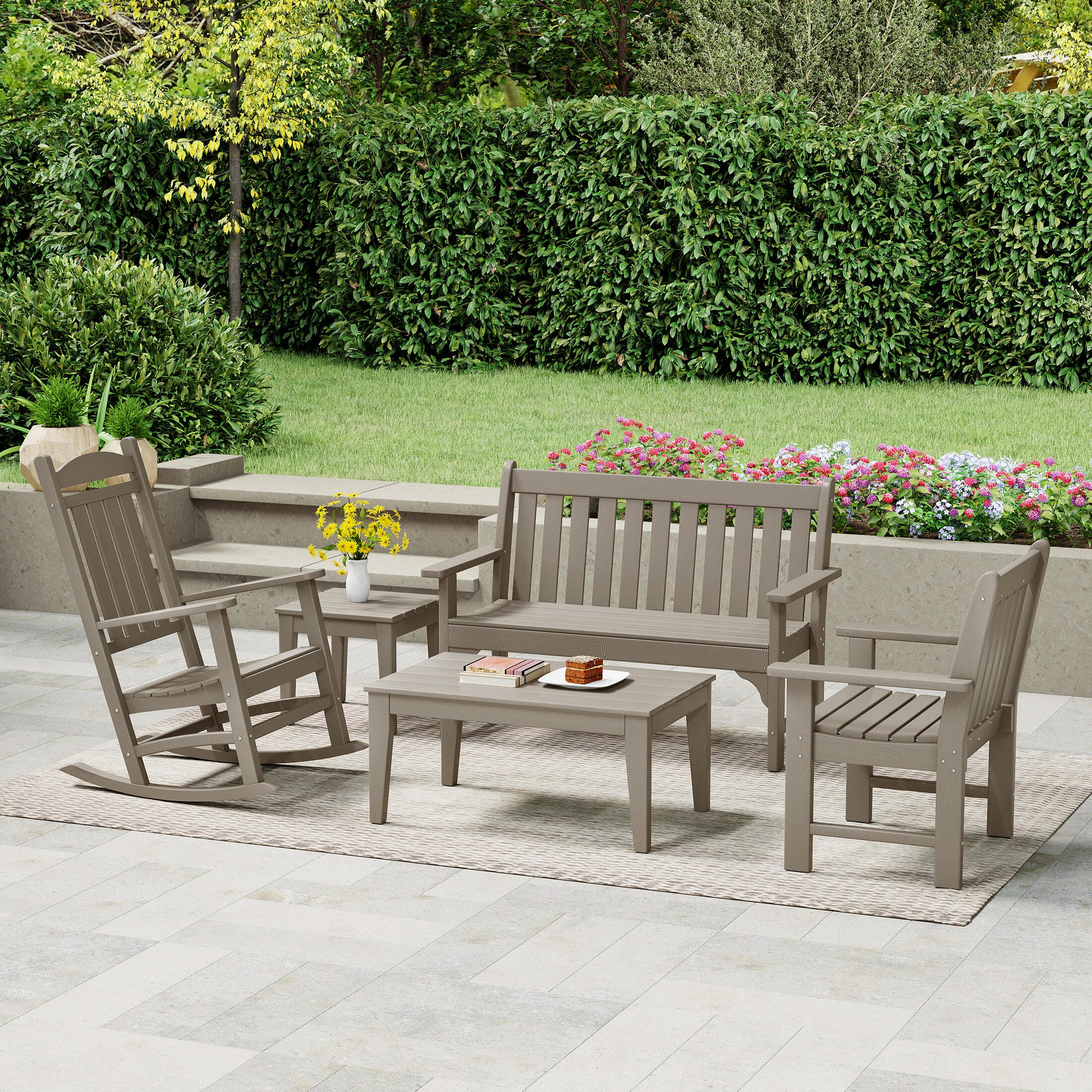 Westin Furniture Laguna Outdoor Conversation Set, Brown, rollover