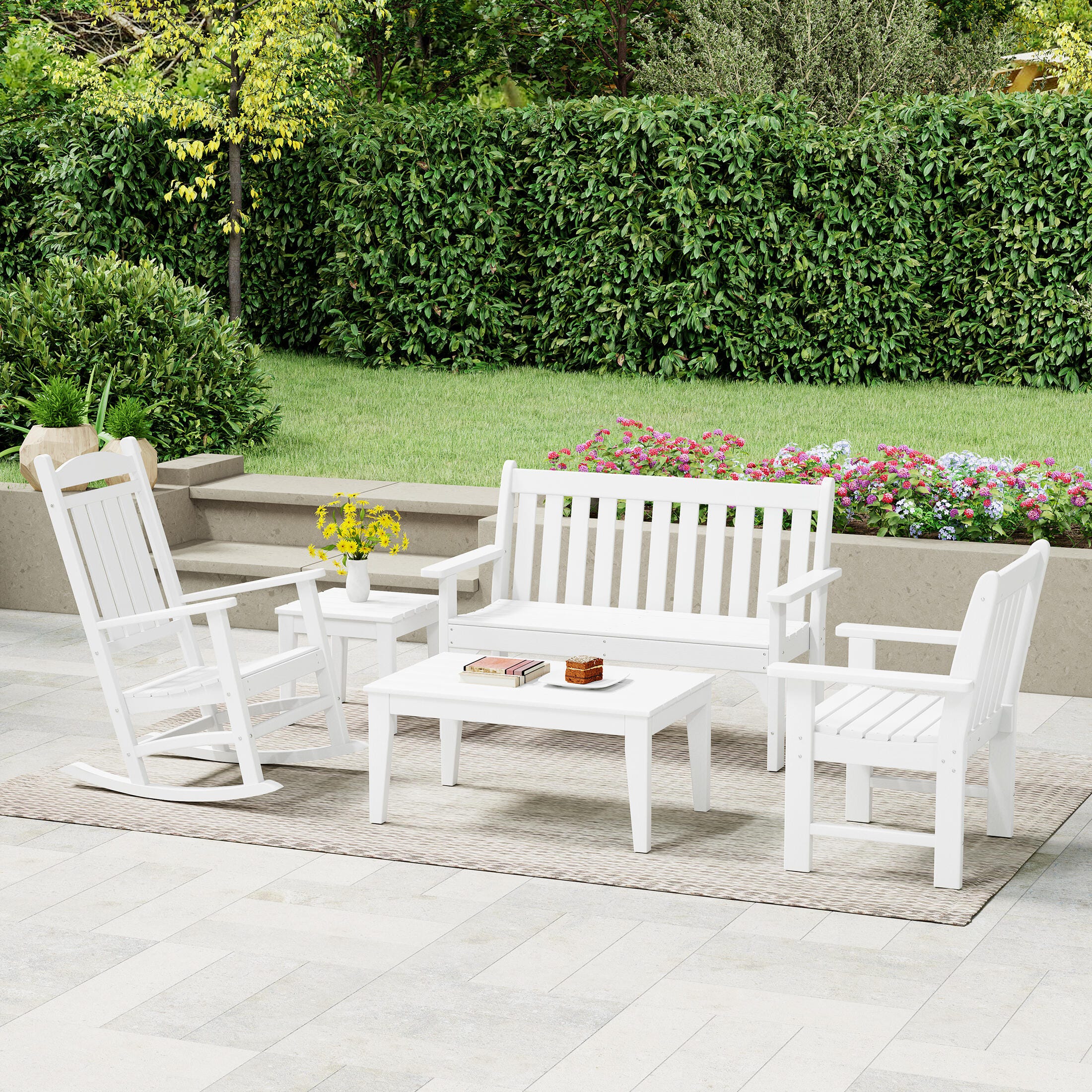 Westin Furniture Laguna Outdoor Conversation Set, White, rollover