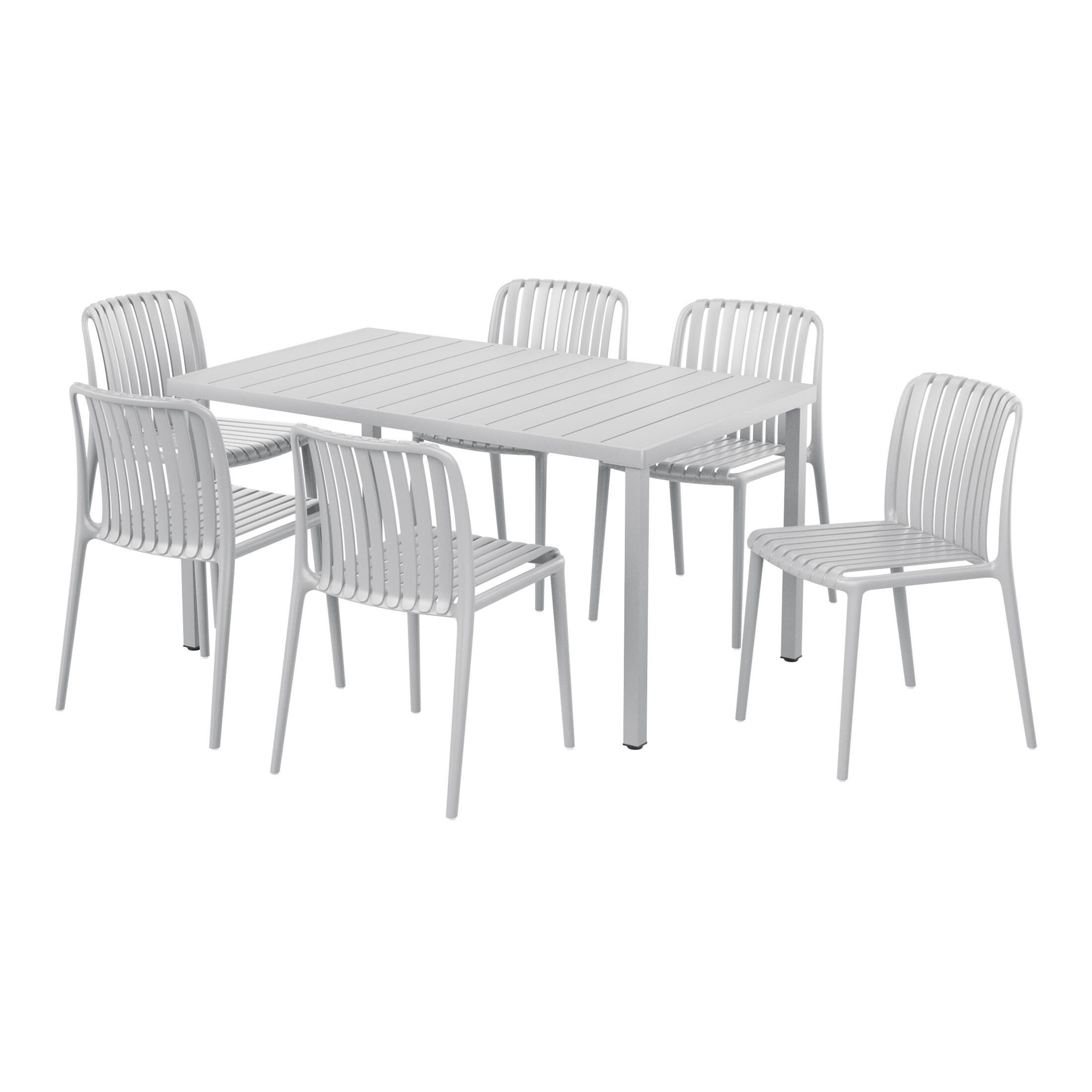 Westin Furniture Harlow Rectangular Outdoor Dining Table and 6 Chairs, Gray, large