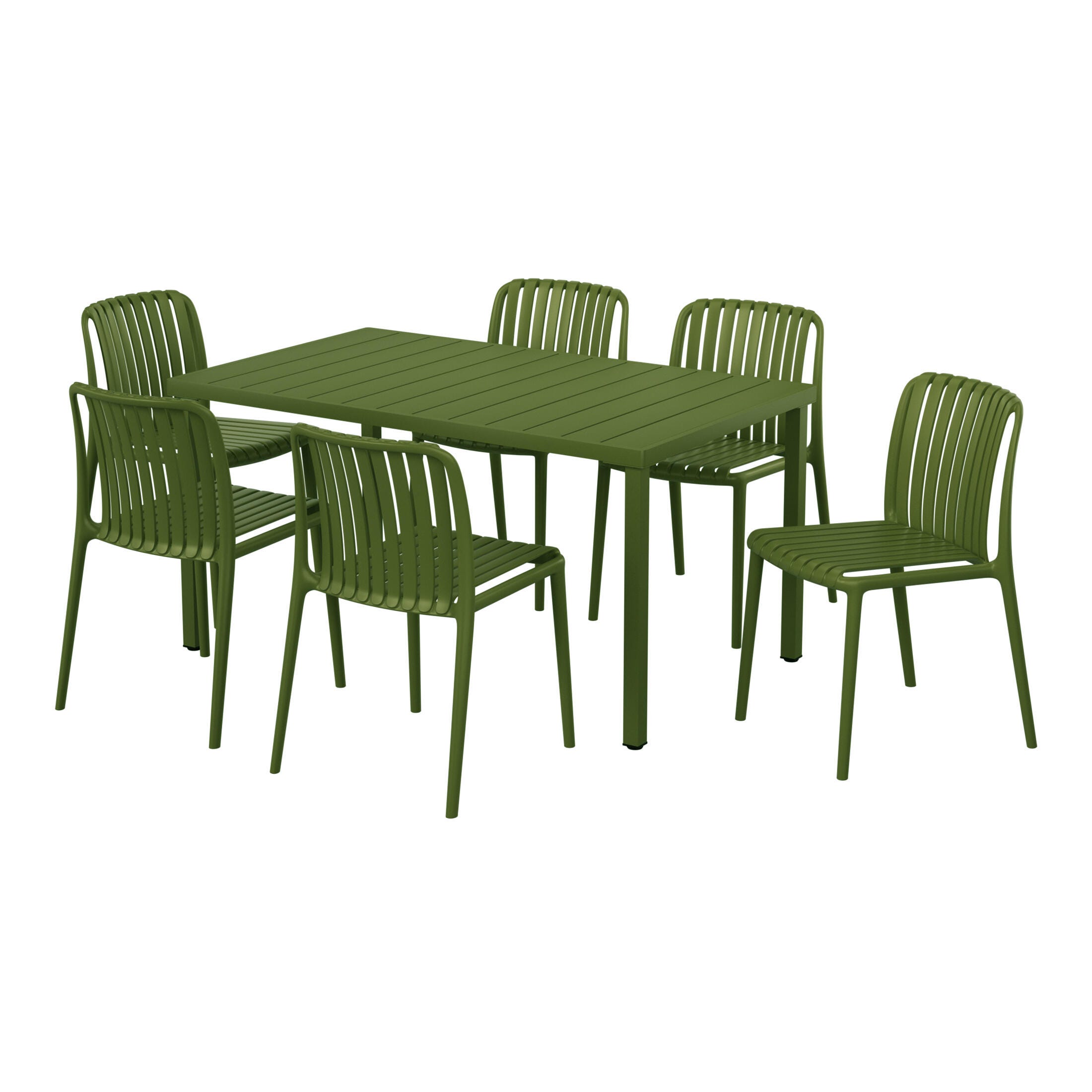 Westin Furniture Harlow Rectangular Outdoor Dining Table and 6 Chairs, Olive Green, large
