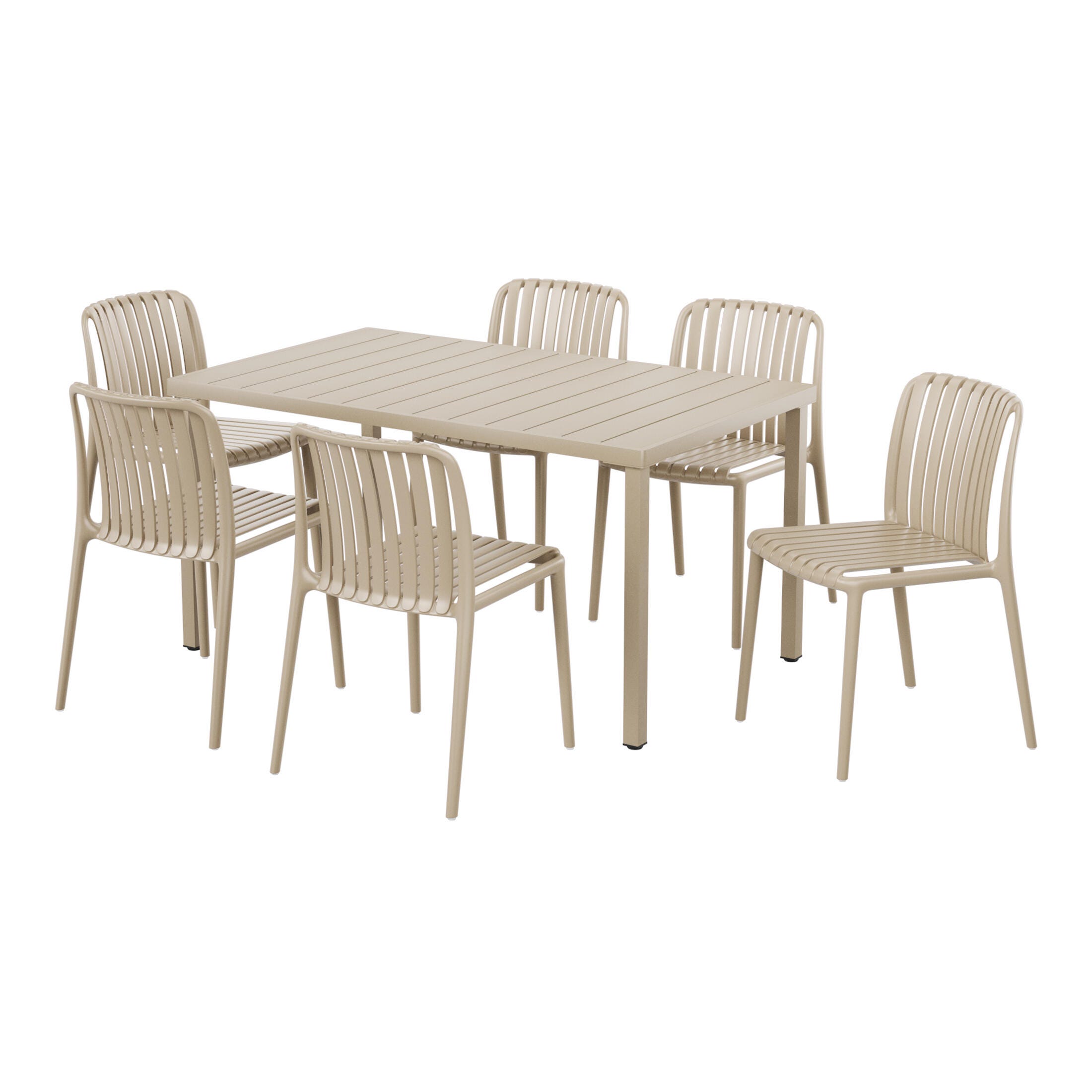 Westin Furniture Harlow Rectangular Outdoor Dining Table and 6 Chairs, Sand, large