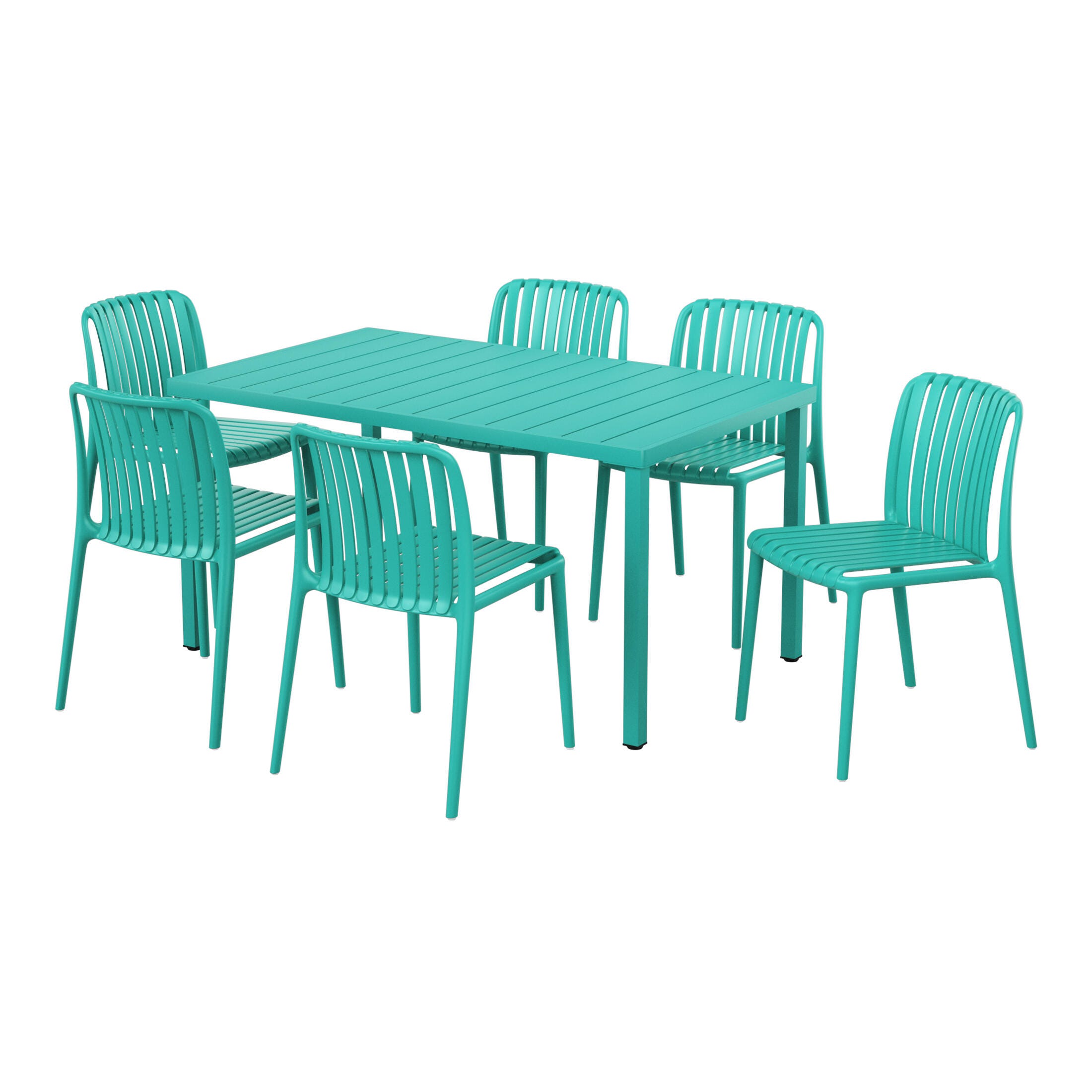 Westin Furniture Harlow Rectangular Outdoor Dining Table and 6 Chairs, Turquoise, large