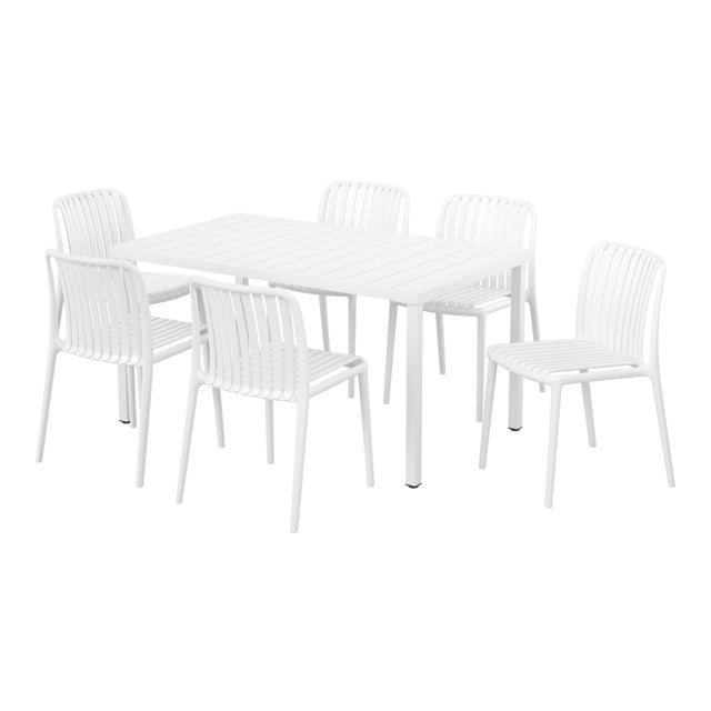 Westin Furniture Harlow Rectangular Outdoor Dining Table and 6 Chairs, White