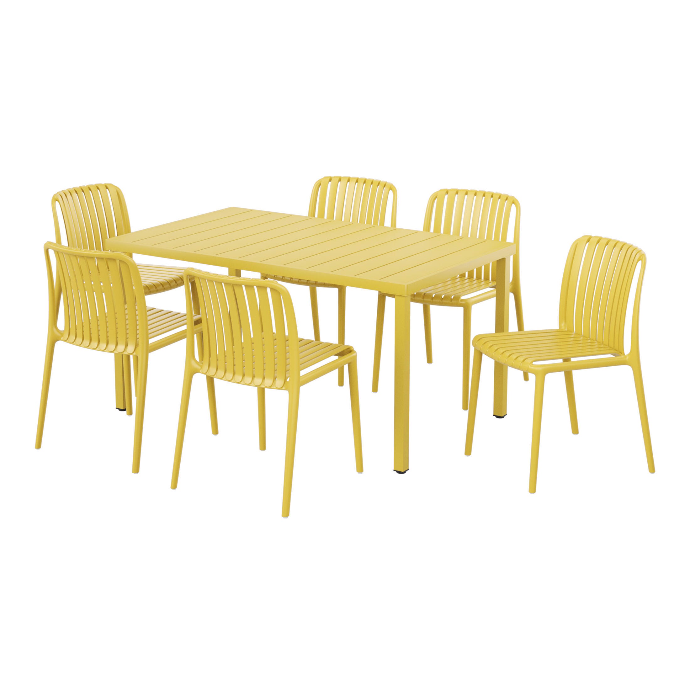Westin Furniture Harlow Rectangular Outdoor Dining Table and 6 Chairs, Yellow, large